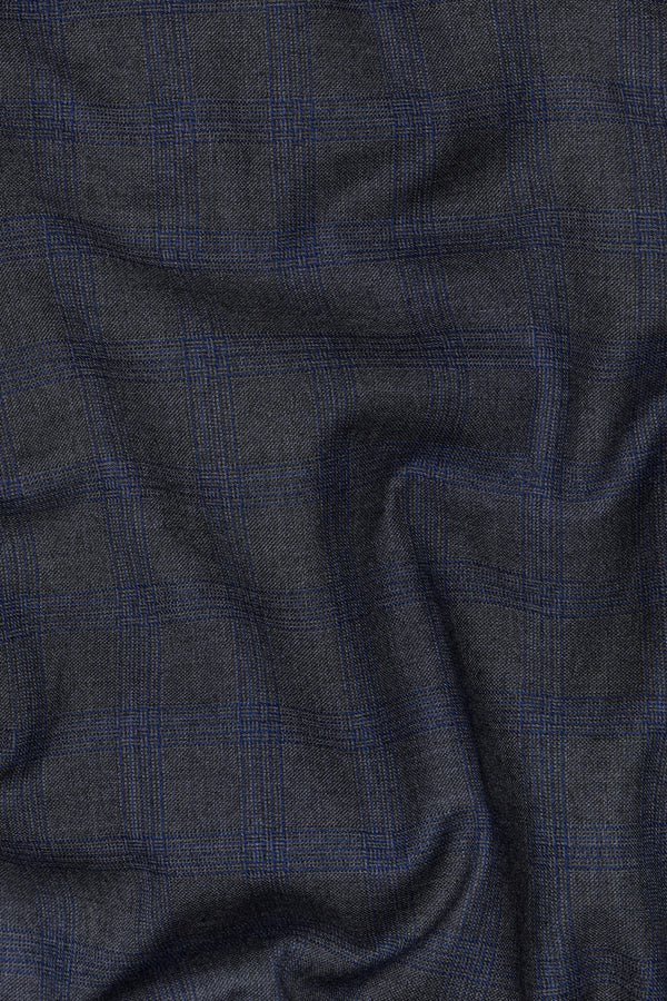 Capecod Gray and Delft Blue Subtle Checkered Wool Rich Waistcoat