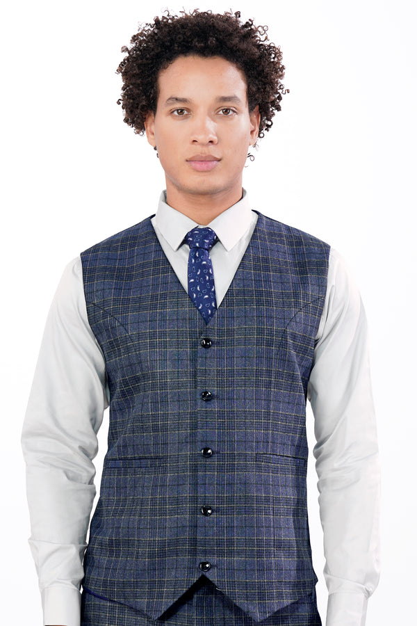 Bayoux Blue and Ironside Gray Plaid Waistcoat V2908-36, V2908-38, V2908-40, V2908-42, V2908-44, V2908-46, V2908-48, V2908-50, V2908-08, V2908-54, V2908-56, V2908-58, V2908-60