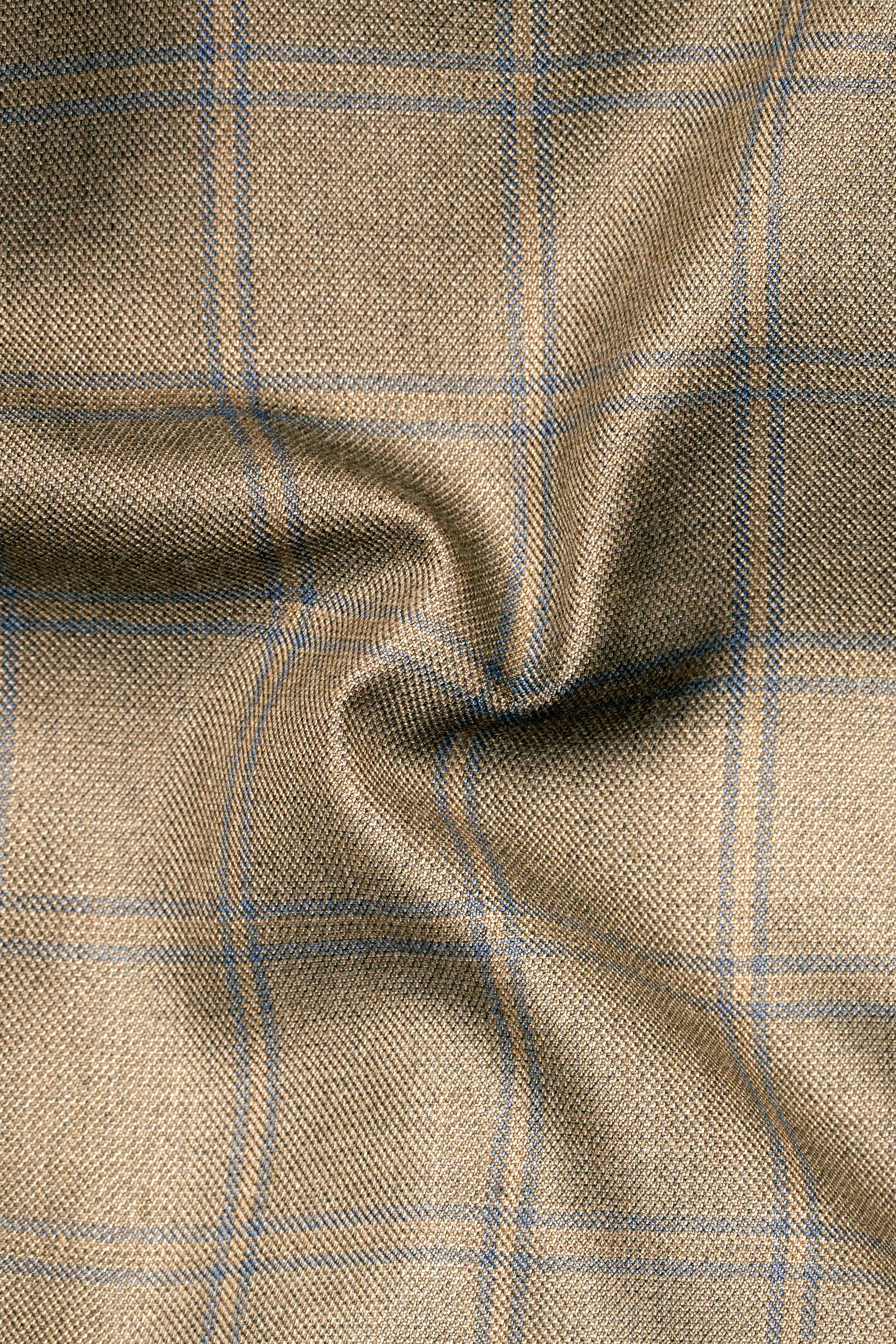 Makara Brown Checkered and Tortilla Brown Wool Rich Waistcoat