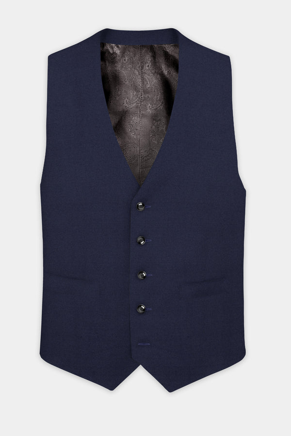 Space Cadet Blue Wool Rich Waistcoat