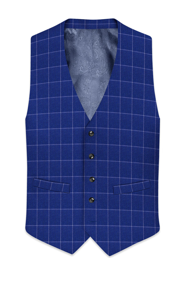 Rhino Blue Windowpane Waistcoat