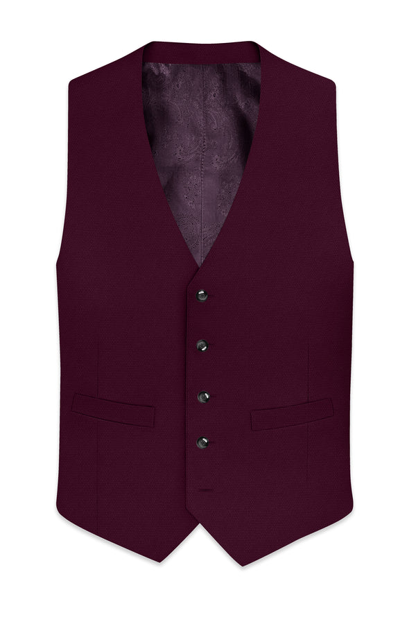 Magenta Maroon Wool Rich Waistcoat