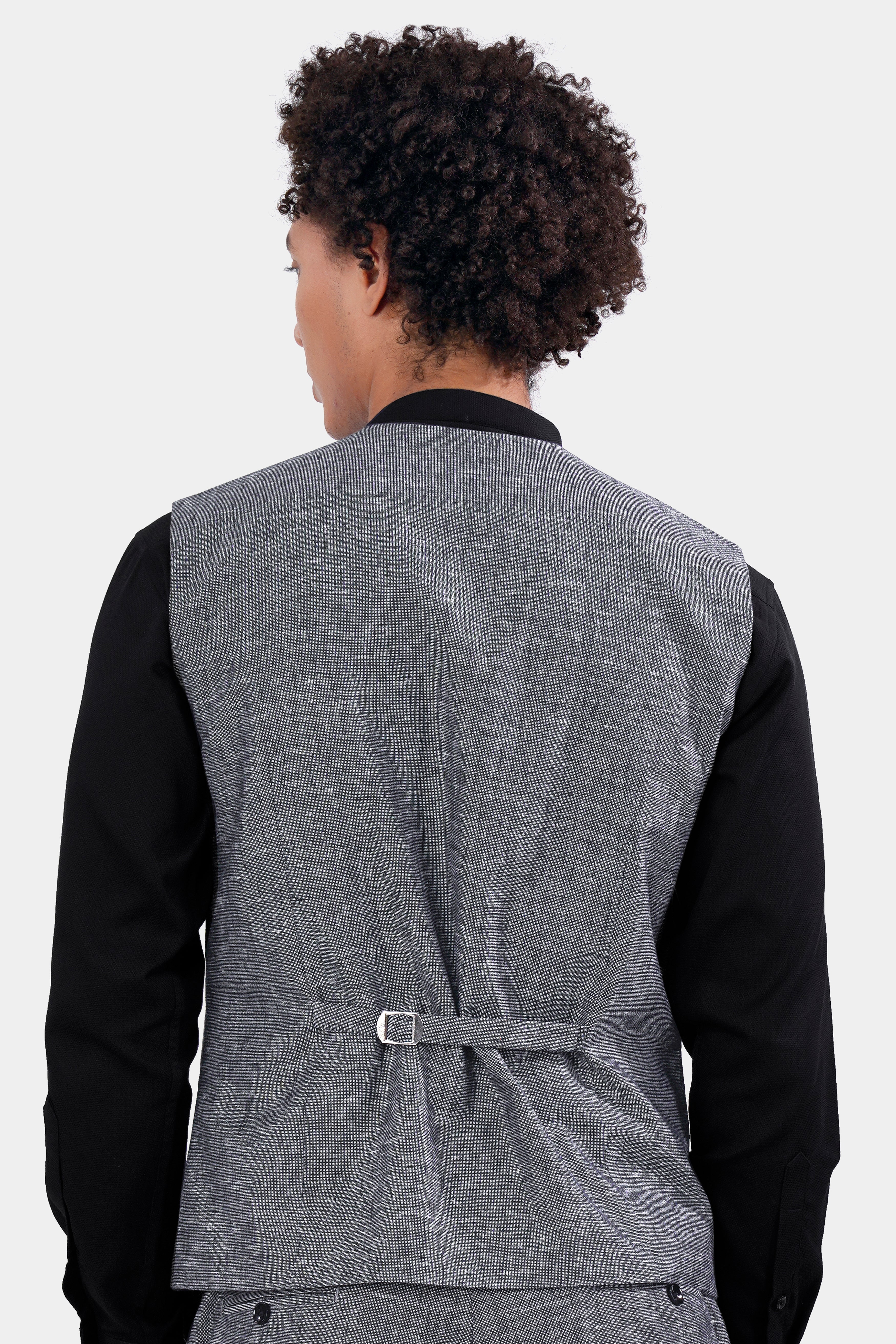 Cloudy Gray Luxurious Linen Waistcoat V2955-36, V2955-38, V2955-40, V2955-42, V2955-44, V2955-46, V2955-48, V2955-50, V2955-55, V2955-54, V2955-56, V2955-58, V2955-60