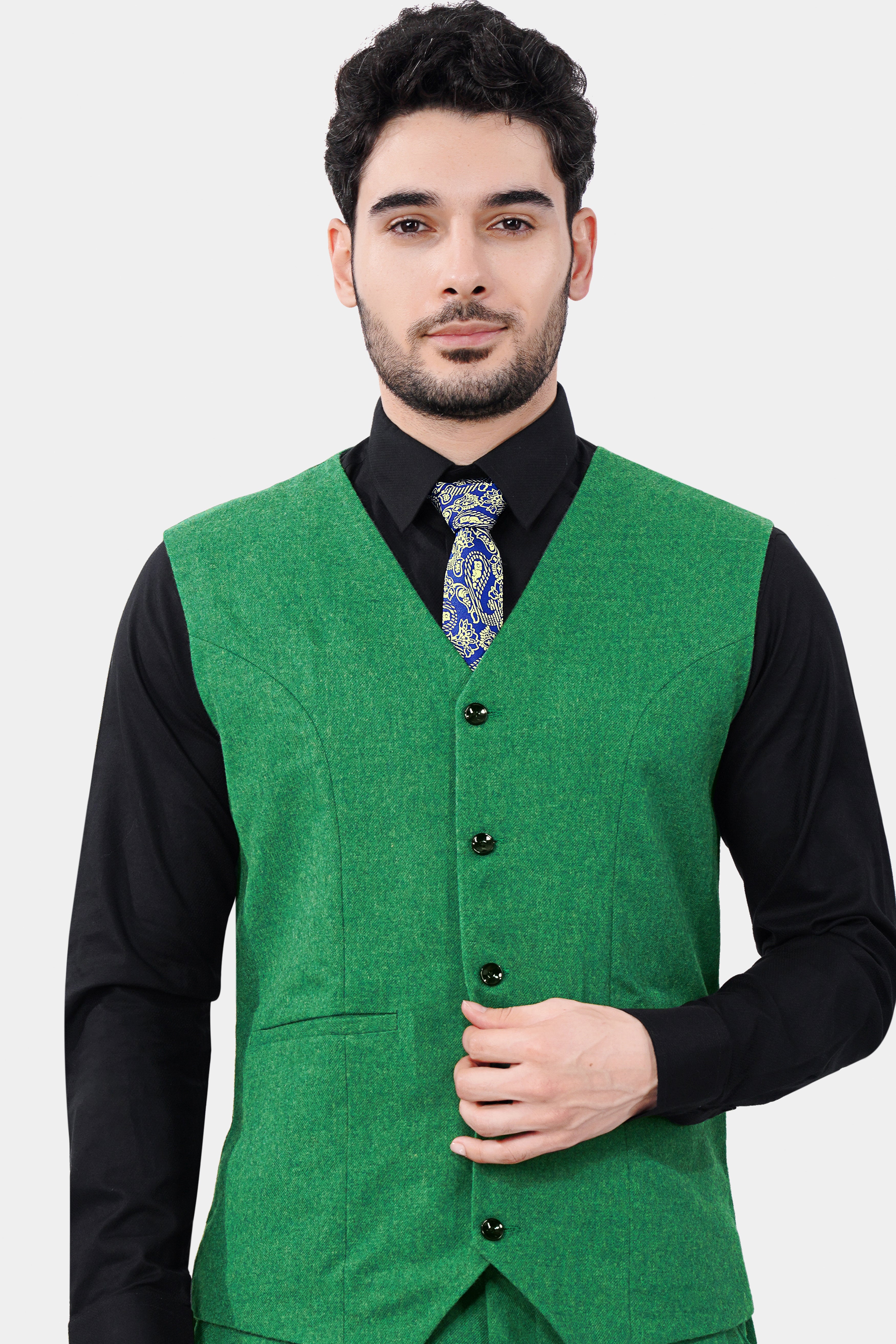 Napier Green Tweed Waistcoat V2976-36, V2976-38, V2976-40, V2976-42, V2976-44, V2976-46, V2976-48, V2976-50, V2976-76, V2976-54, V2976-56, V2976-58, V2976-60