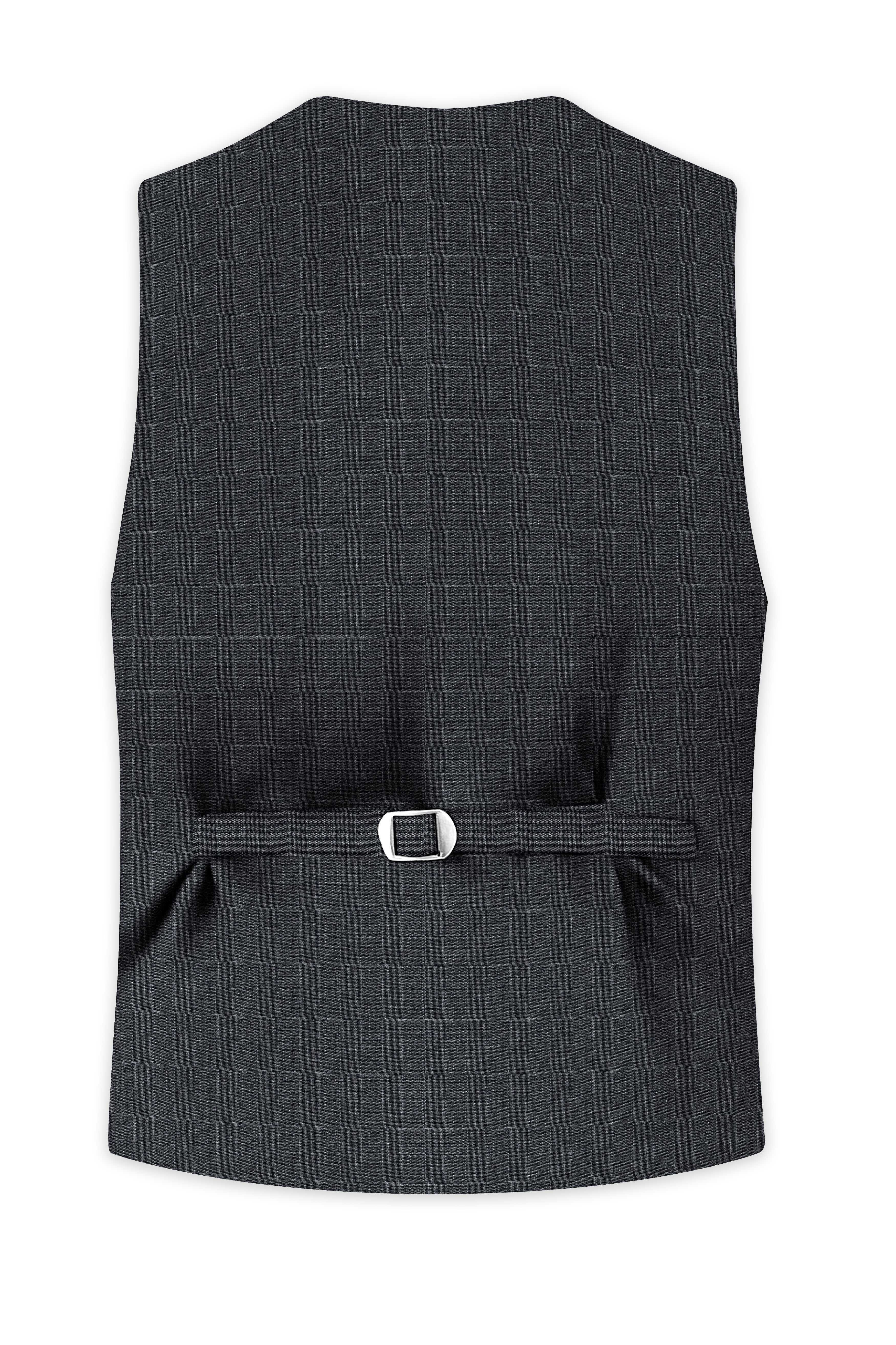 Velgris-Flint Gray Plaid Wool Rich Waistcoat