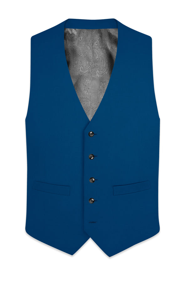 Calypso Blue Wool Rich Waistcoat