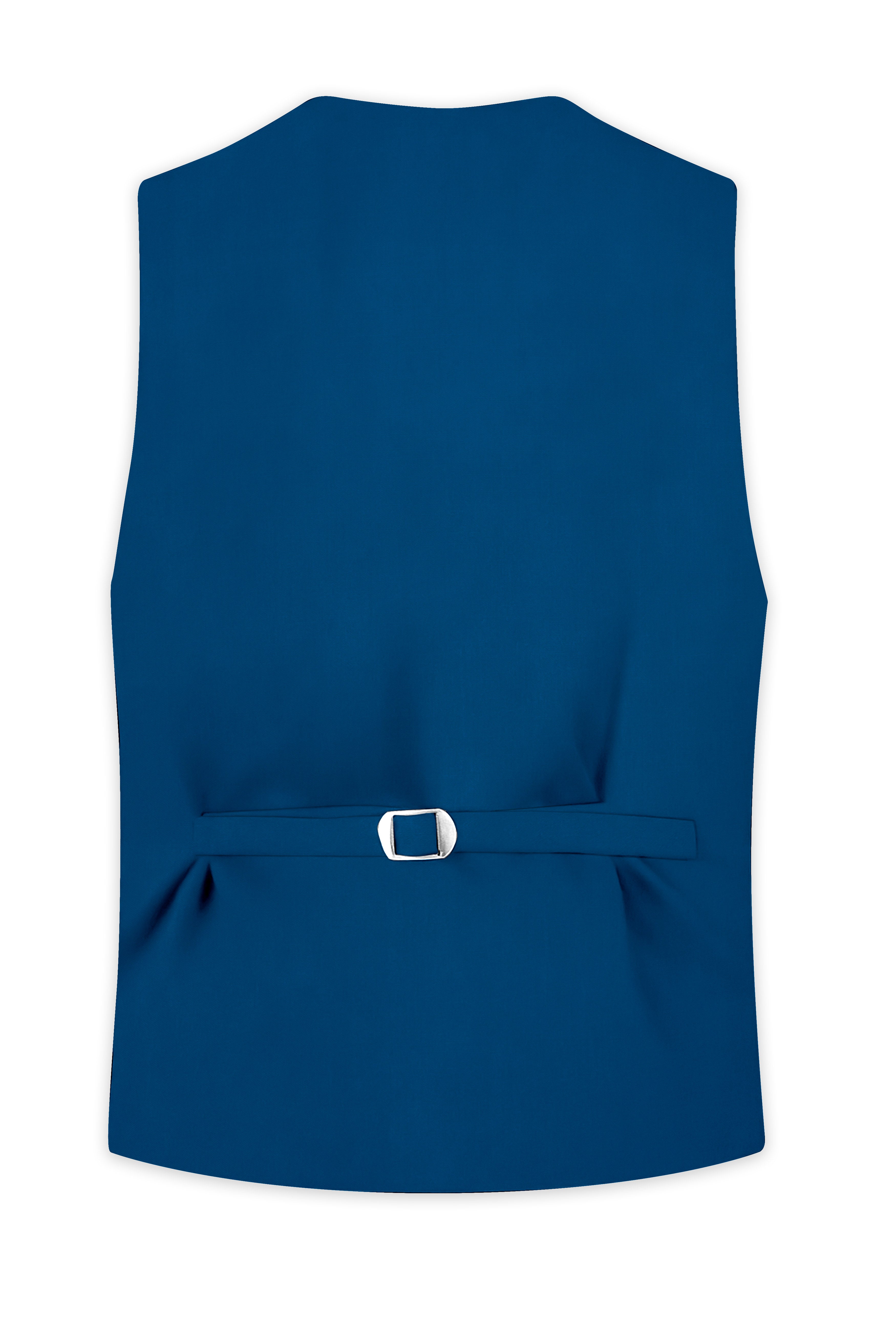 Calypso Blue Wool Rich Waistcoat
