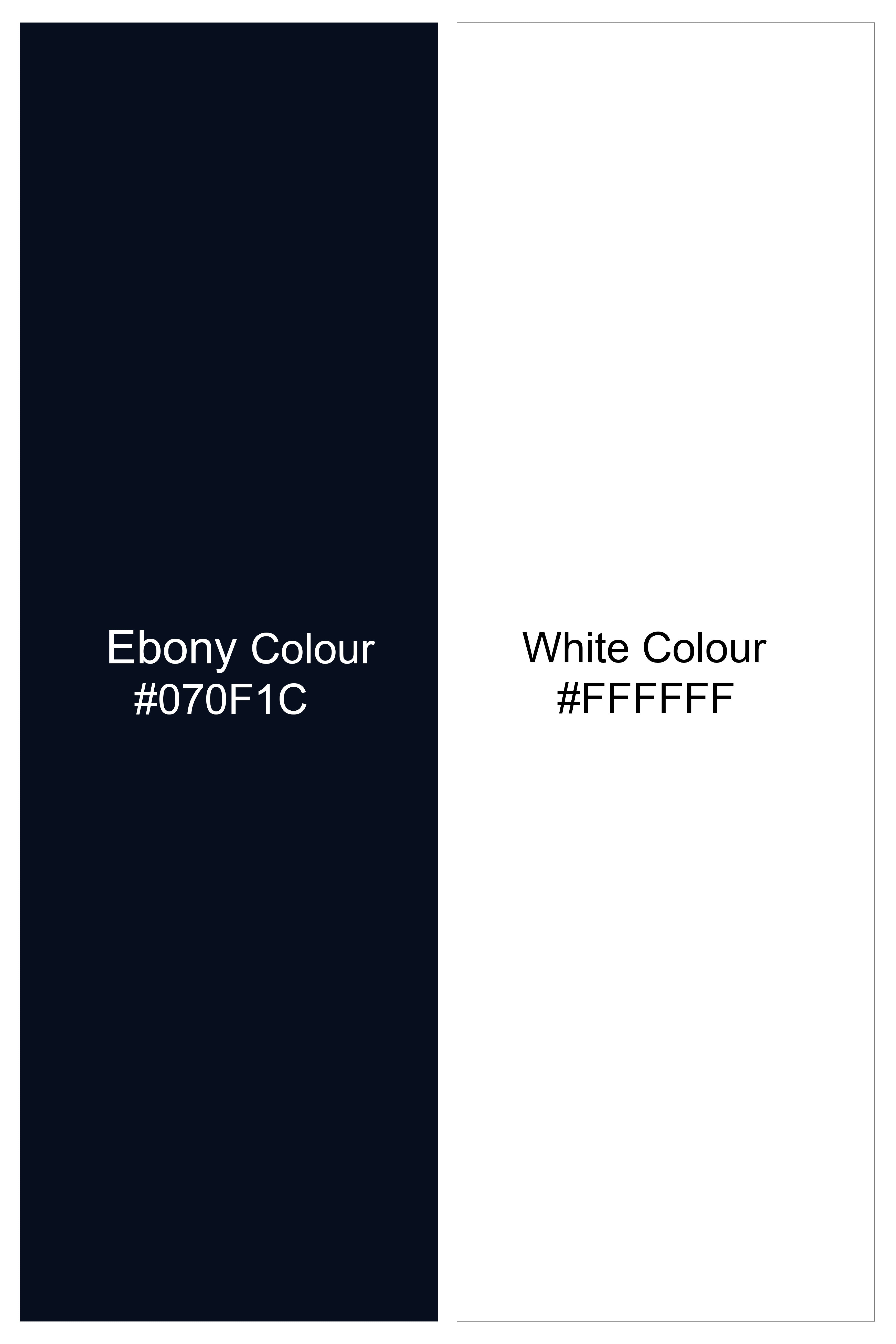 Ebony Blue and Bright White Windowpane Premium Cotton Waistcoat