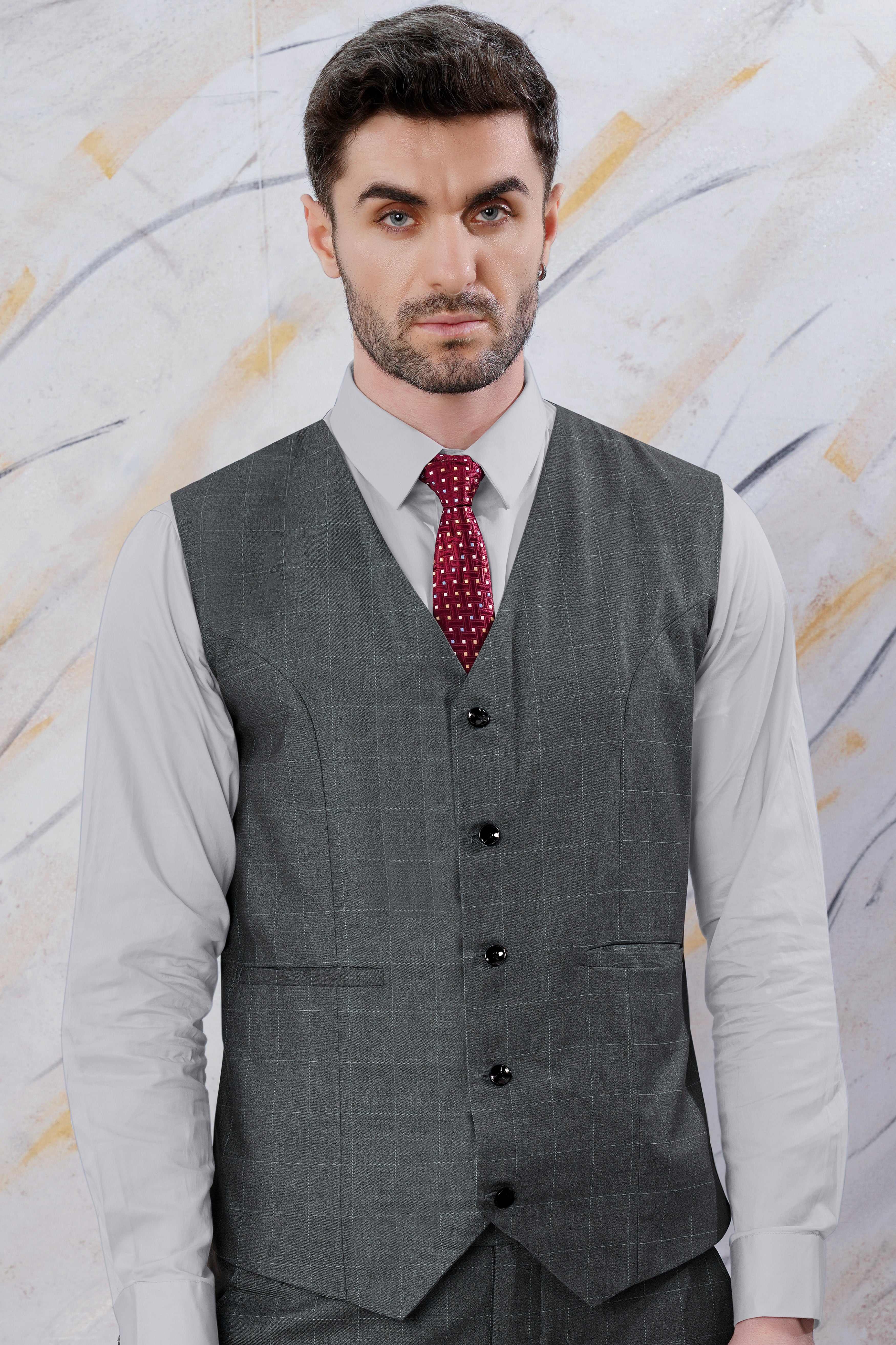 Grey wool hotsell waistcoat men's