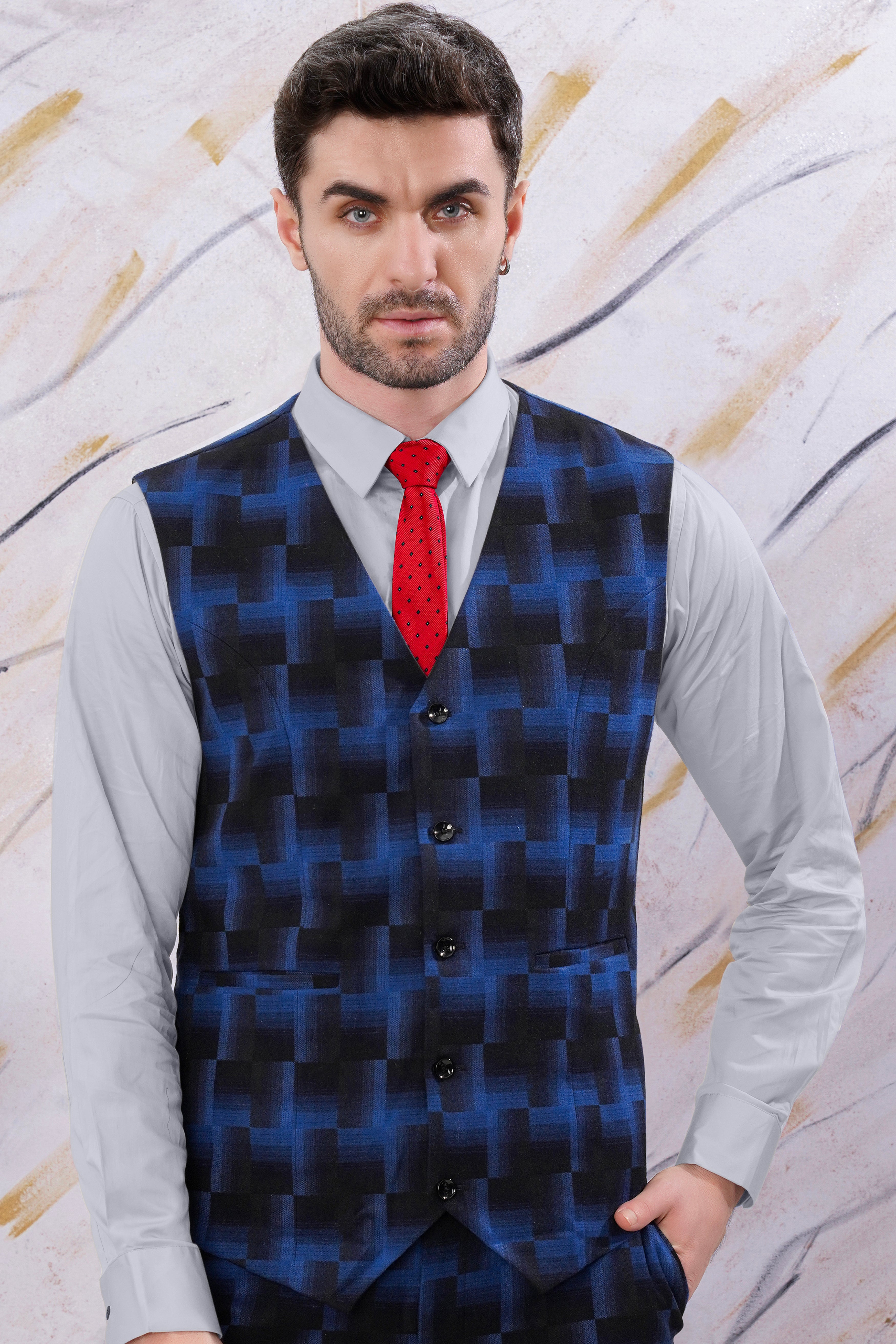 Black hotsell check waistcoat