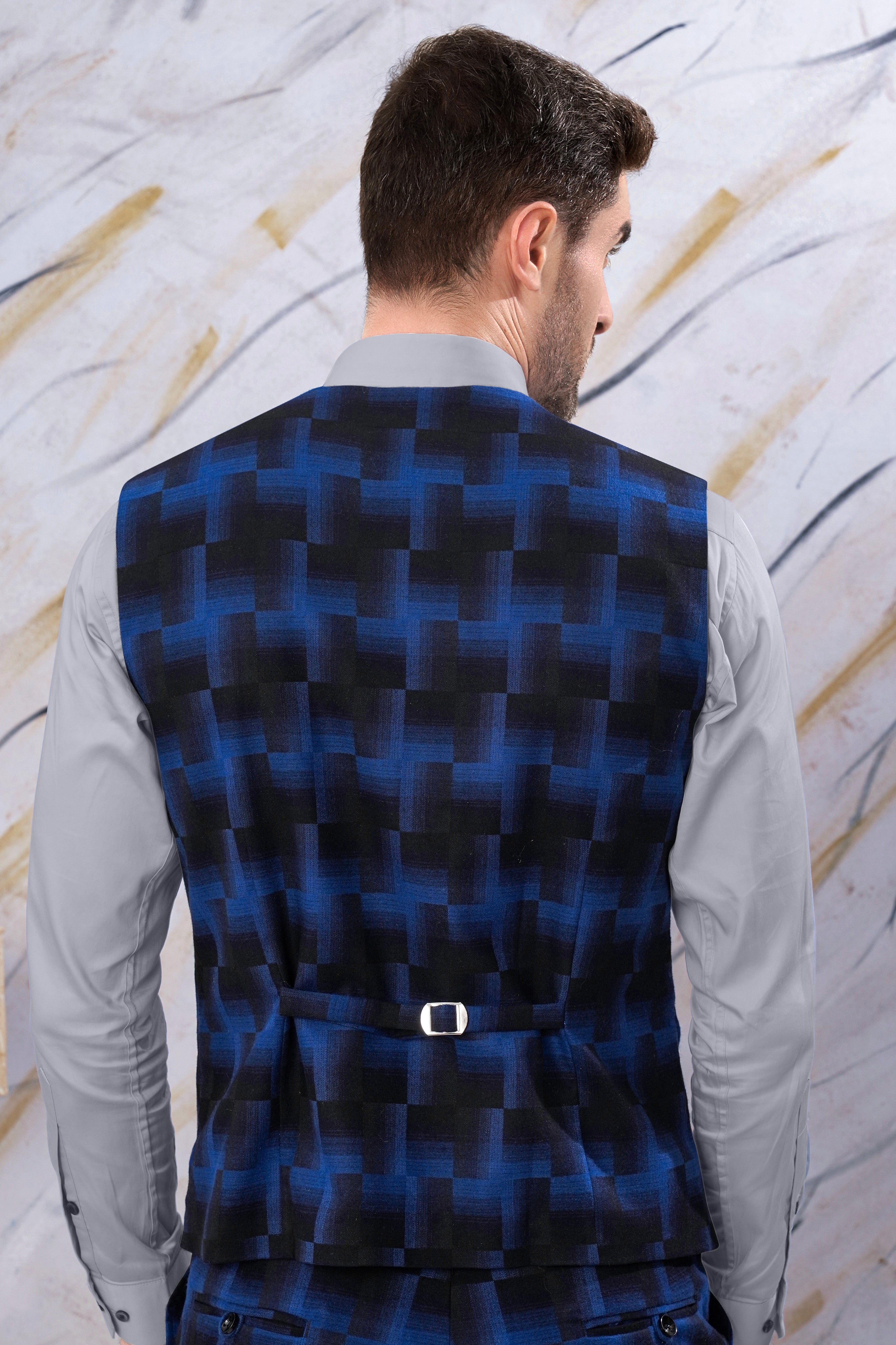 Blue 2024 patterned waistcoat