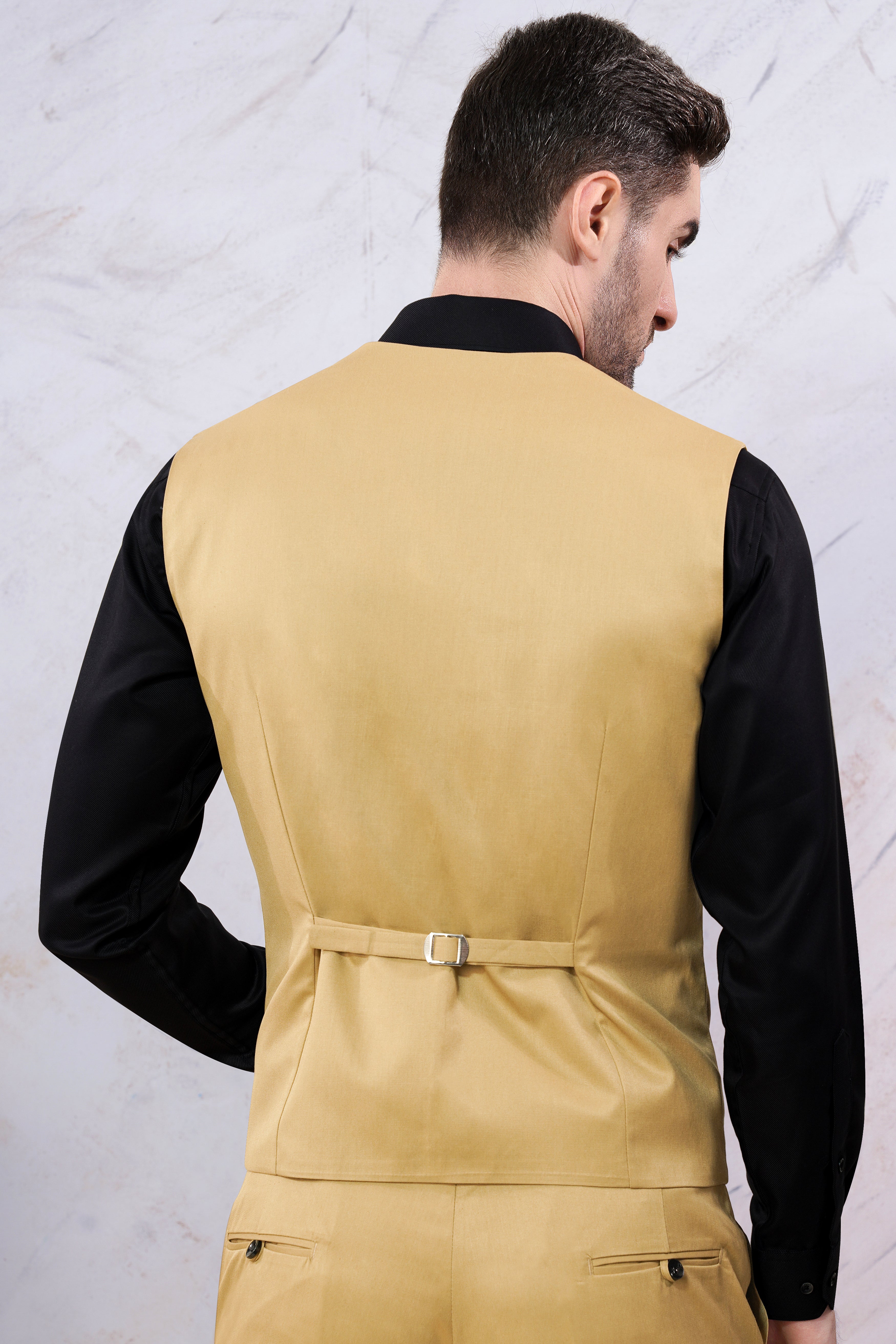 Twine Beige Wool Rich Waistcoat