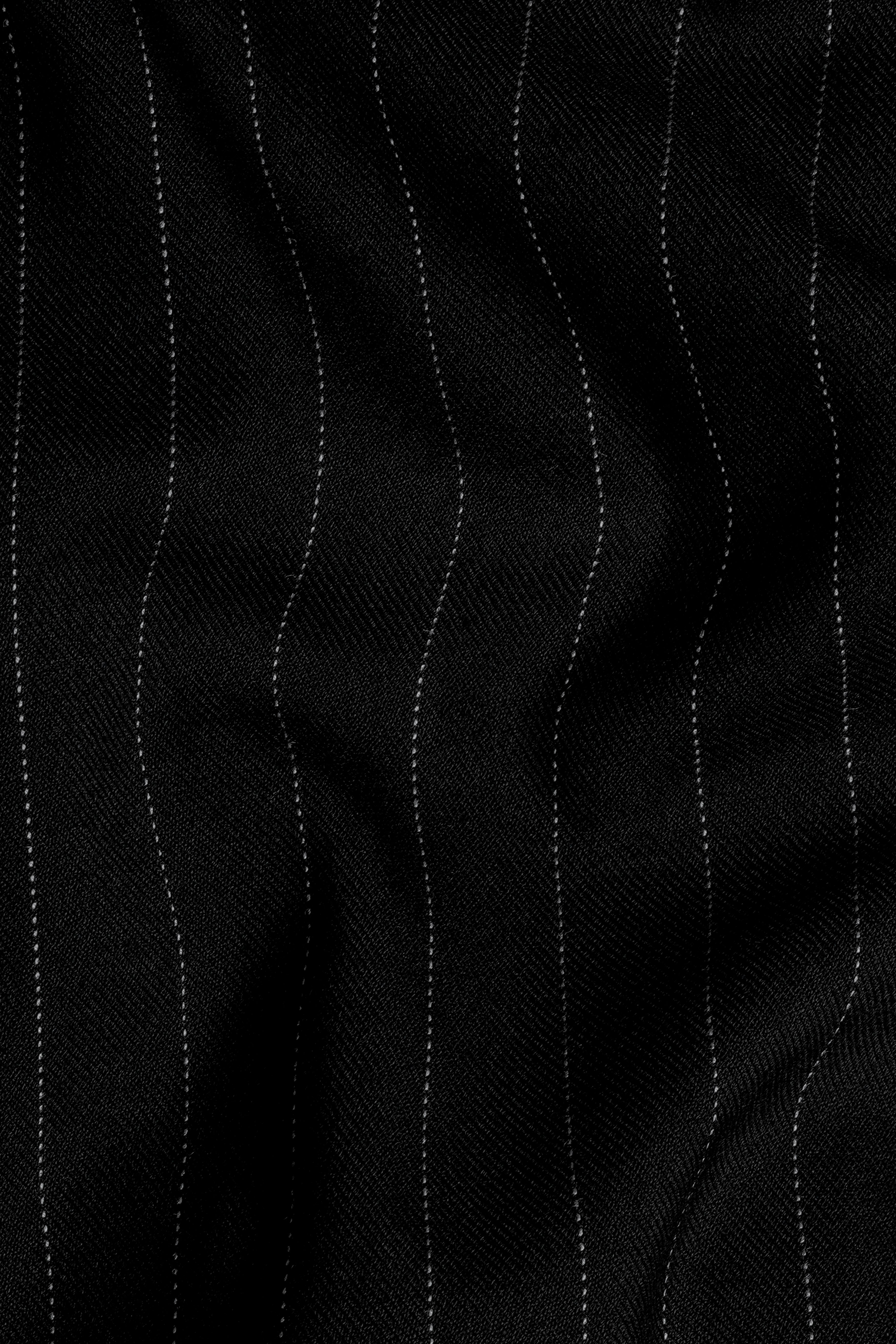 Jade Black and White Striped Wool Rich Waistcoat