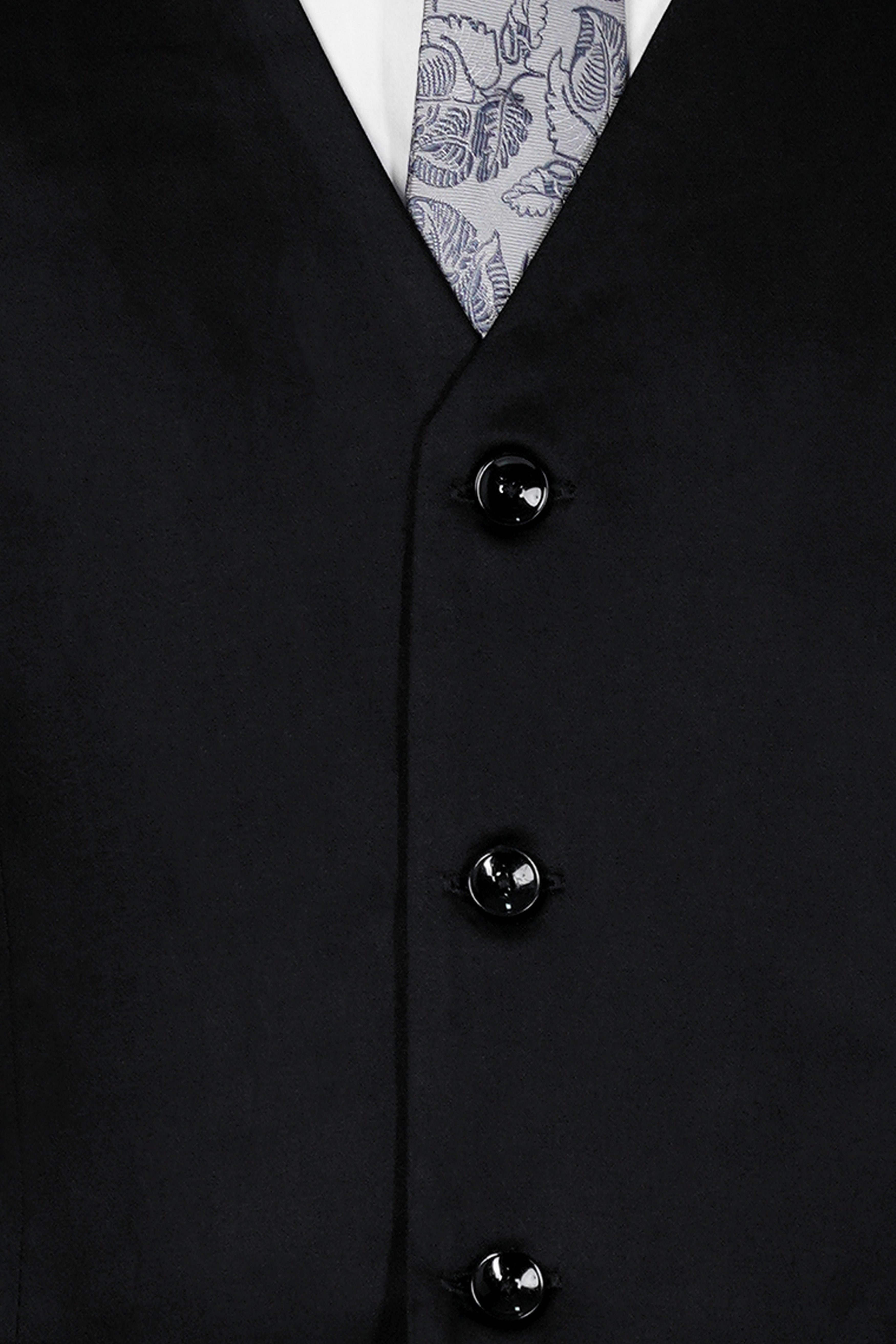 Jade Black Wool Rich Waistcoat