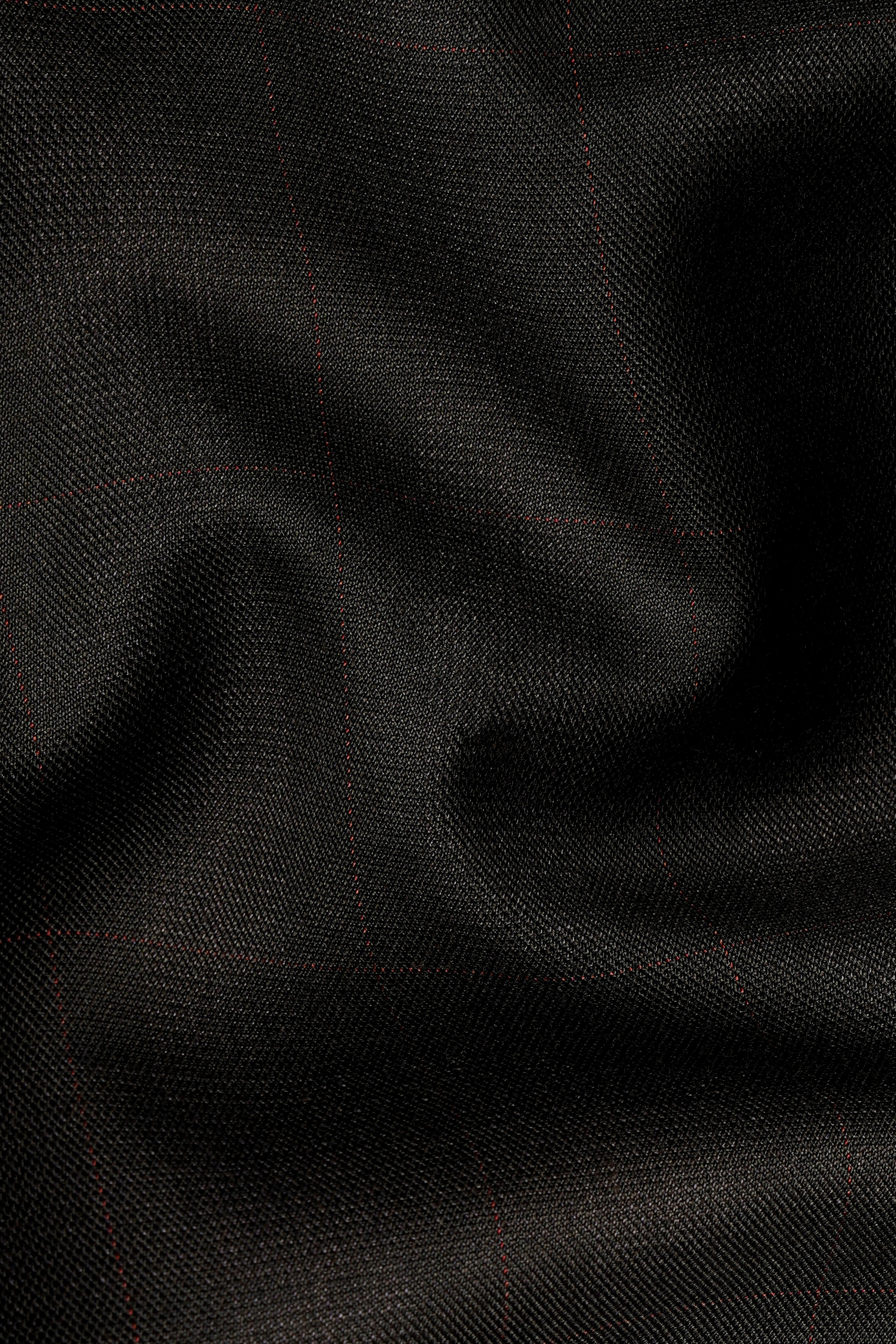 Onyx Black Subtle Plaid Wool Rich Waistcoat