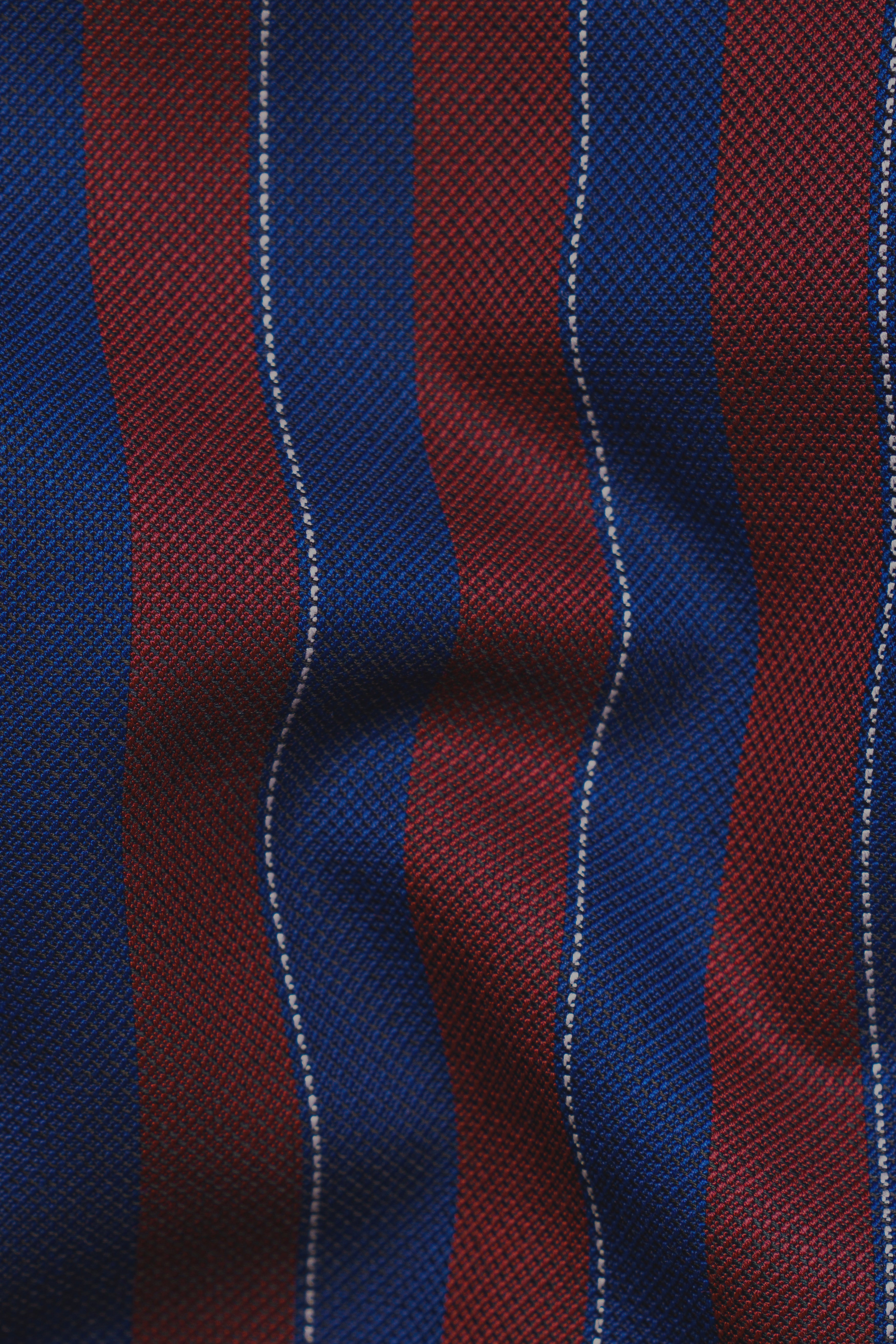 Espresso Red and Downriver Blue Striped Wool Rich Waistcoat