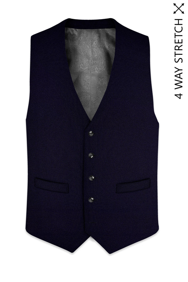 Vistaro-Korean Blue (The Best Blue We have) 4-Way Stretch Wrinkle-Free Wool Rich Traveler Slight Stretch Waistcoat