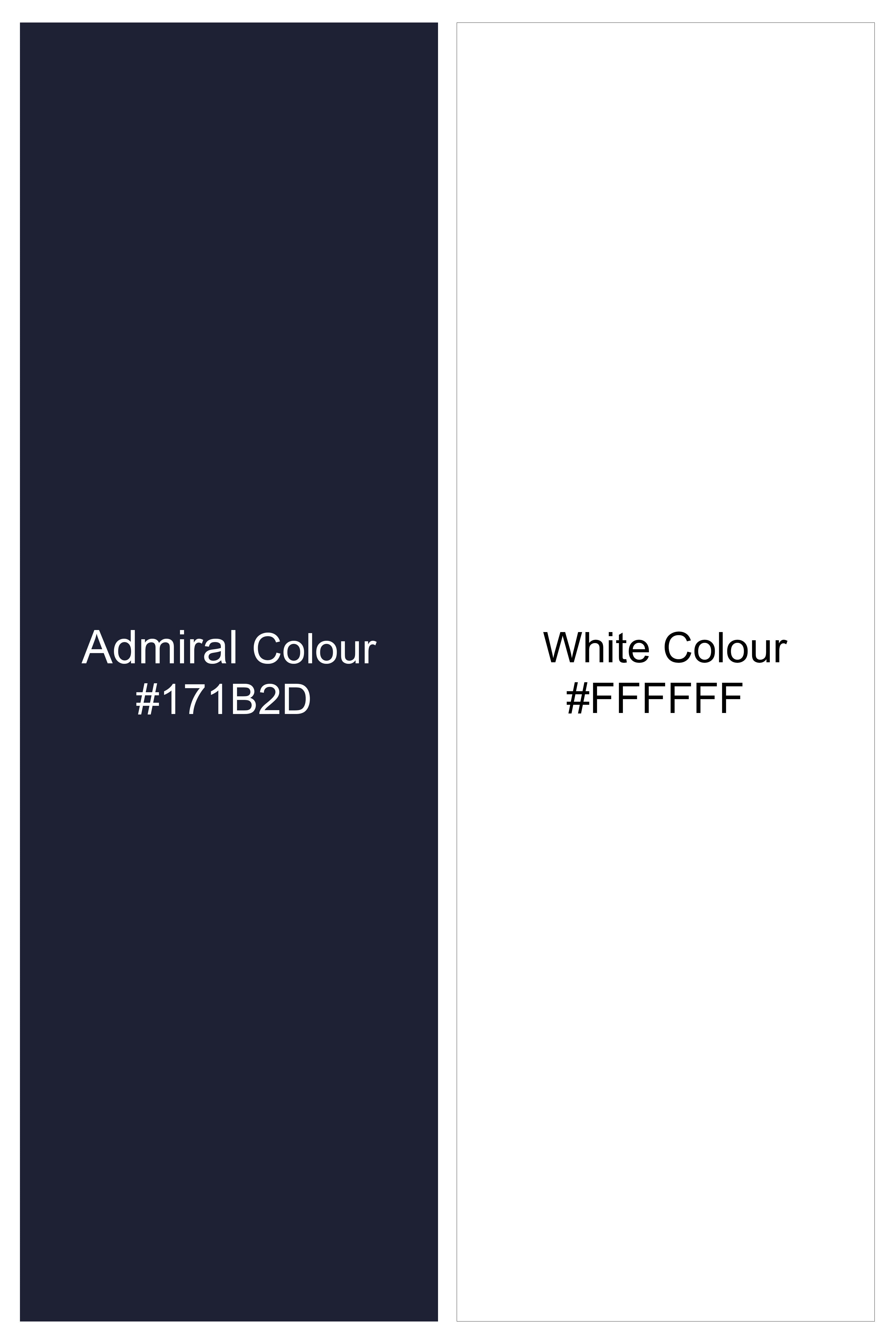 Admiral Blue and White Windowpane Wool Rich Waistcoat