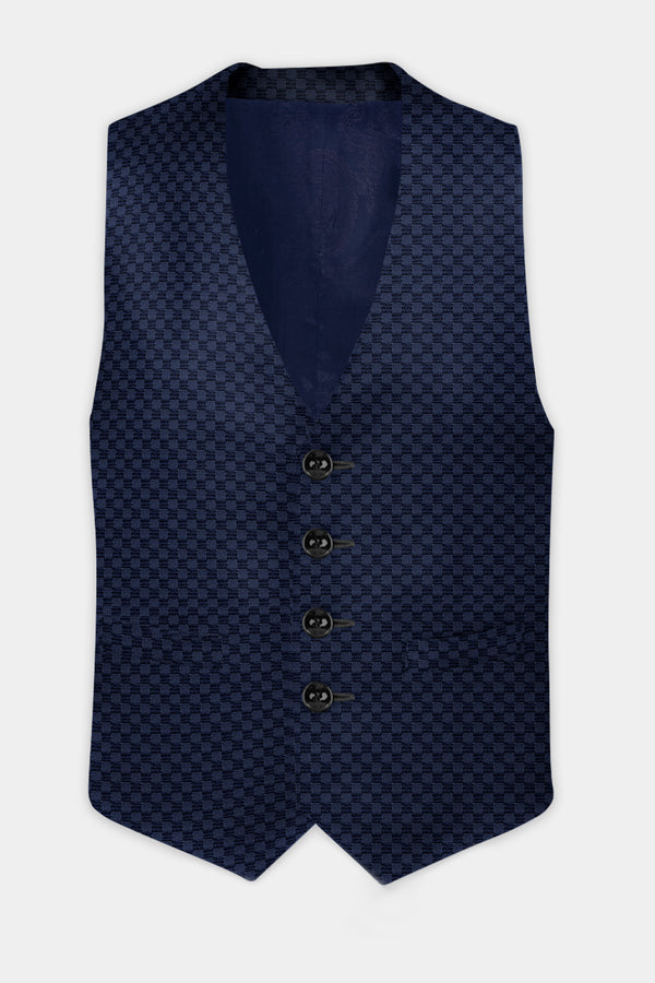Midnight Blue Textured Waistcoat
