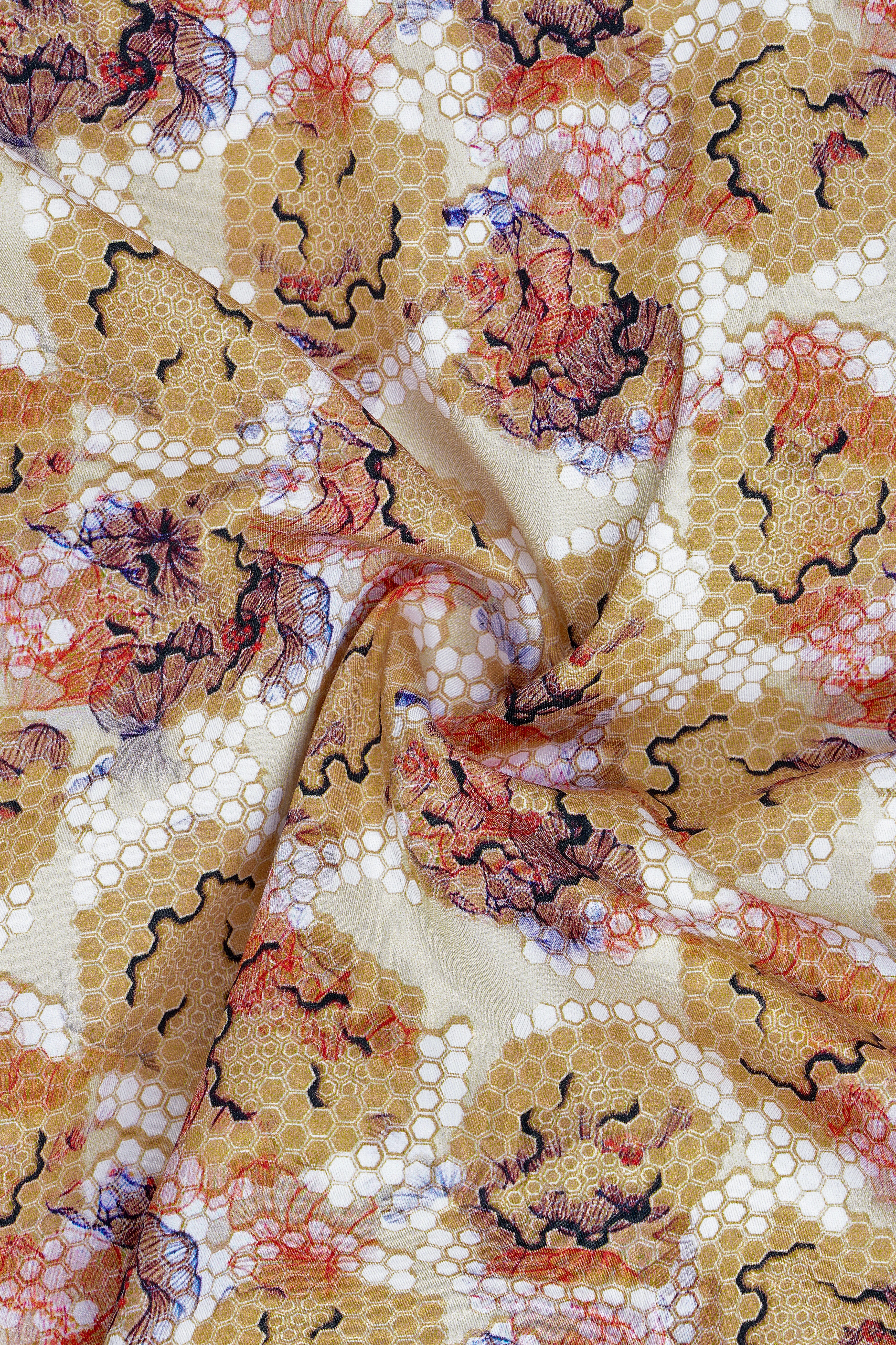 Cream Honeycomb Printed Premium Designer Waistcoat