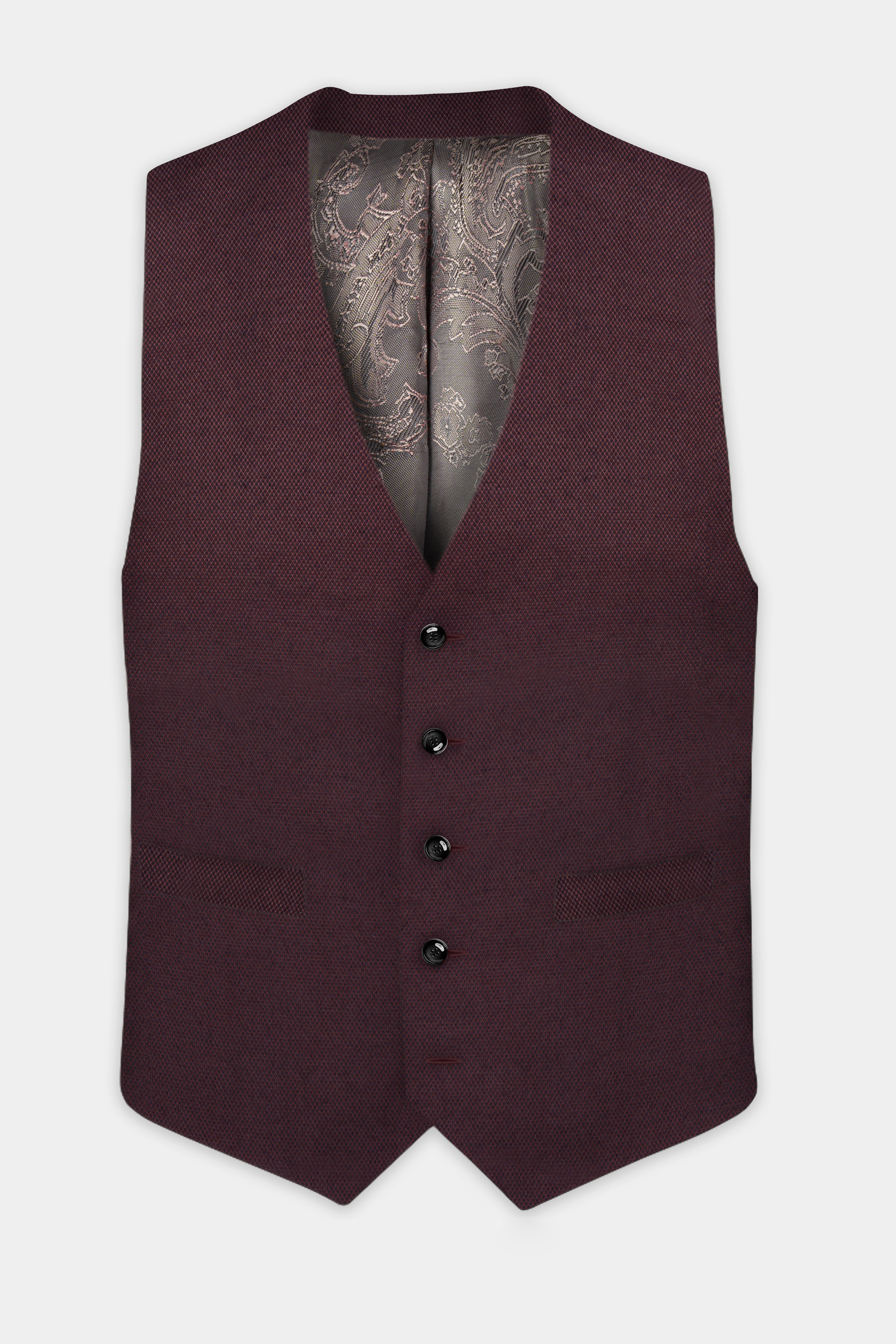 Heath Maroon Wool Rich Waistcoat