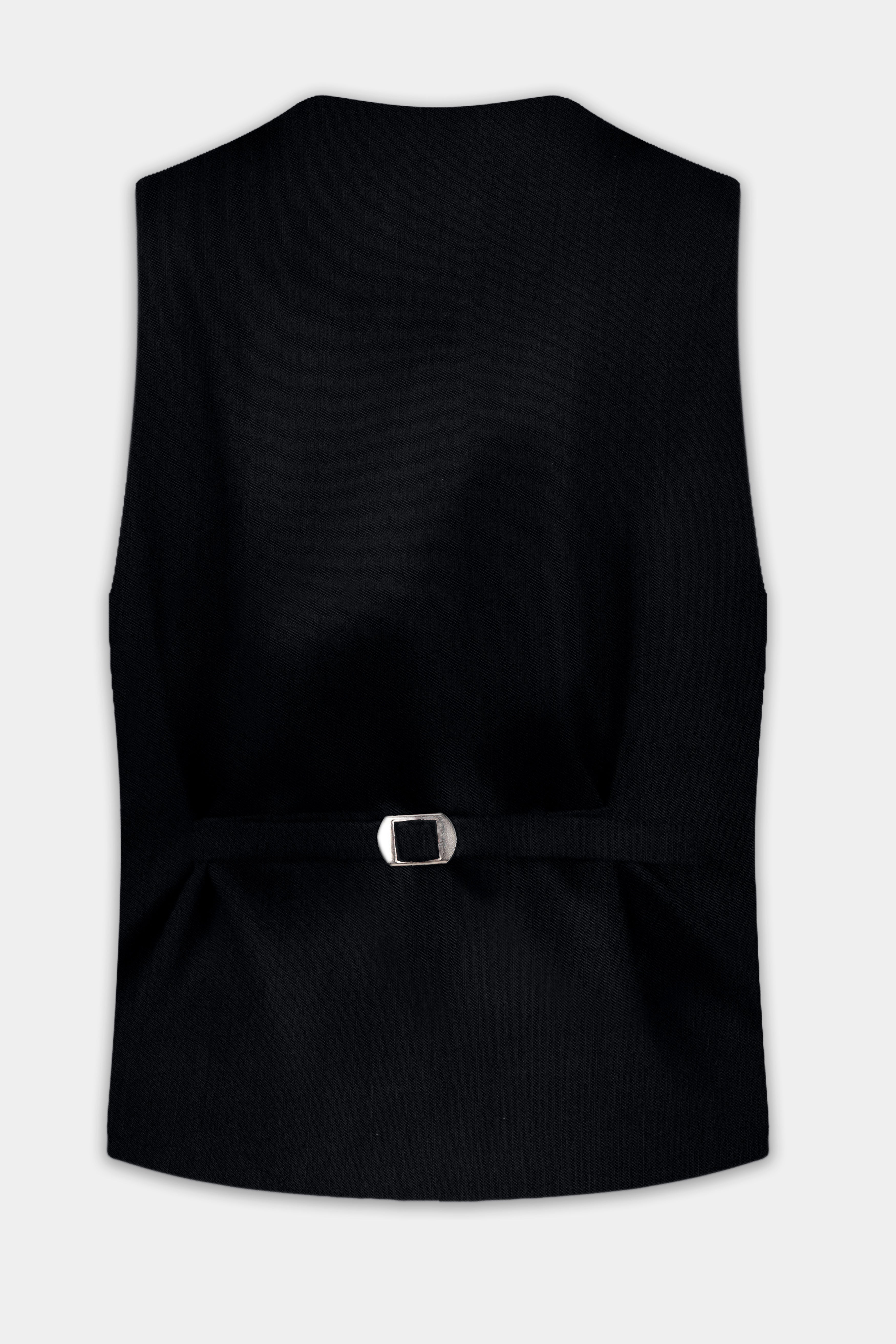 Jade Black Plain Solid Wool Blend Waistcoat