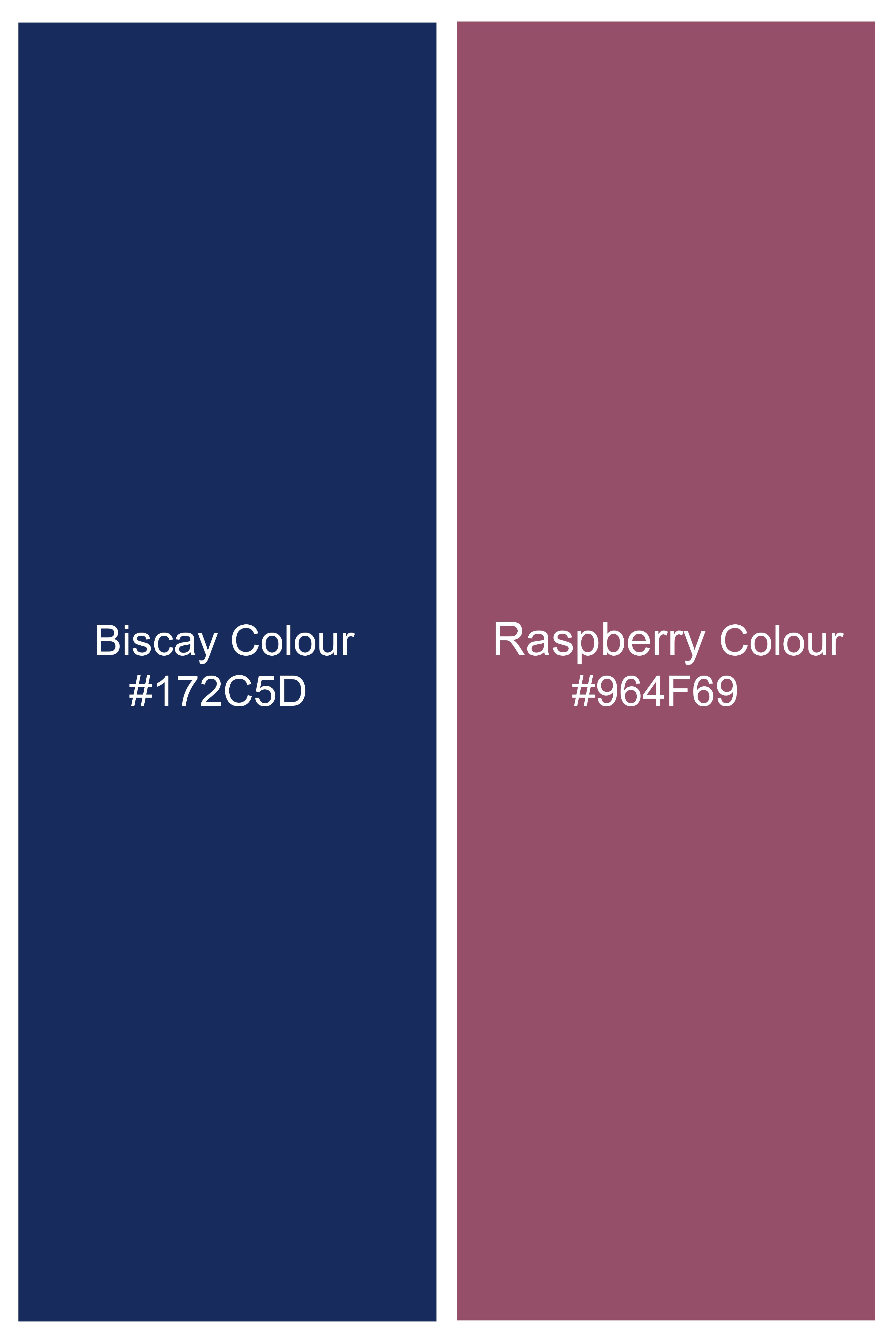Biscay Blue with Raspberry Pink Windowpane Wool Blend Waistcoat