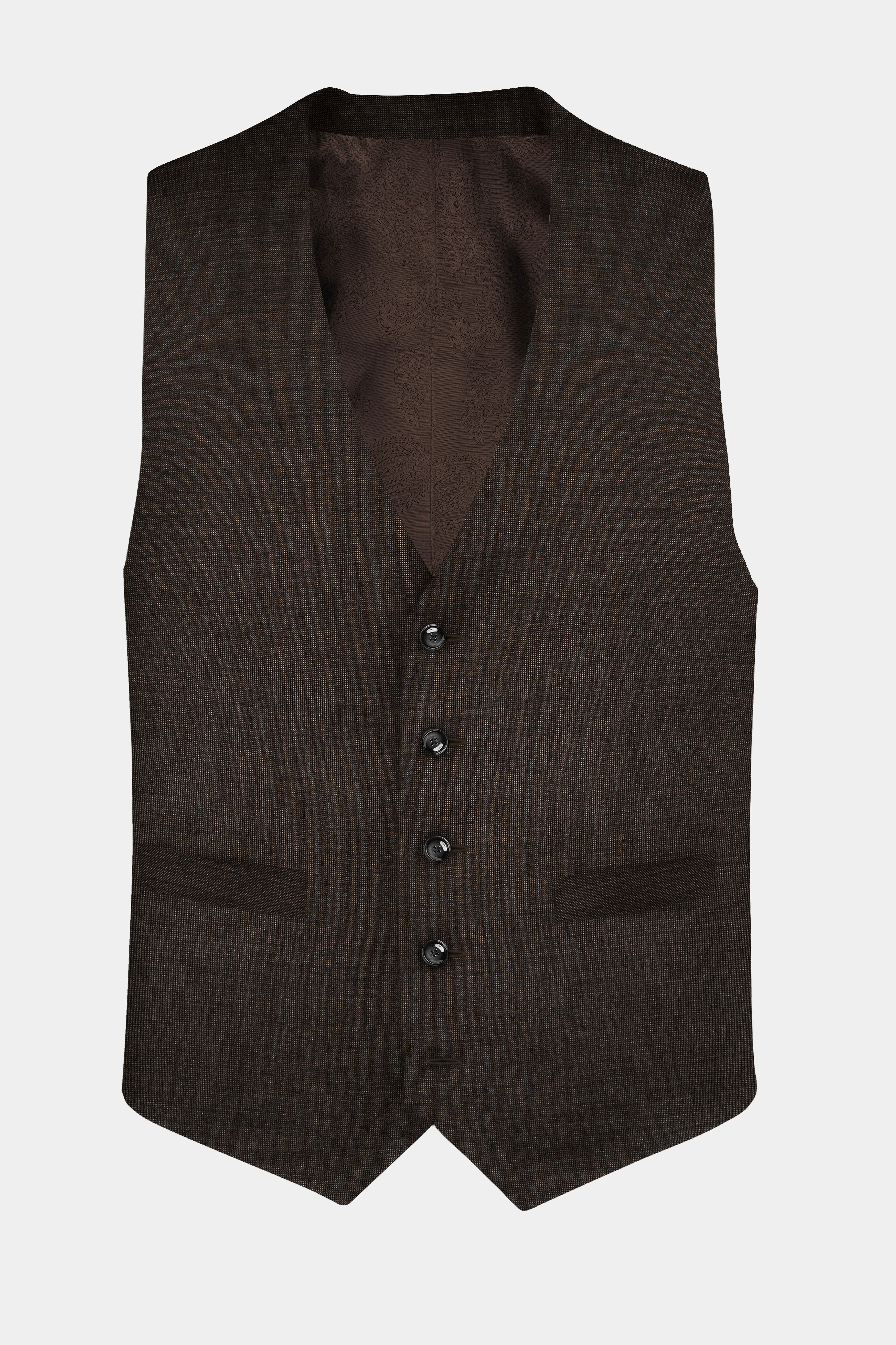 Eclipse Brown Textured Wool Blend Waistcoat