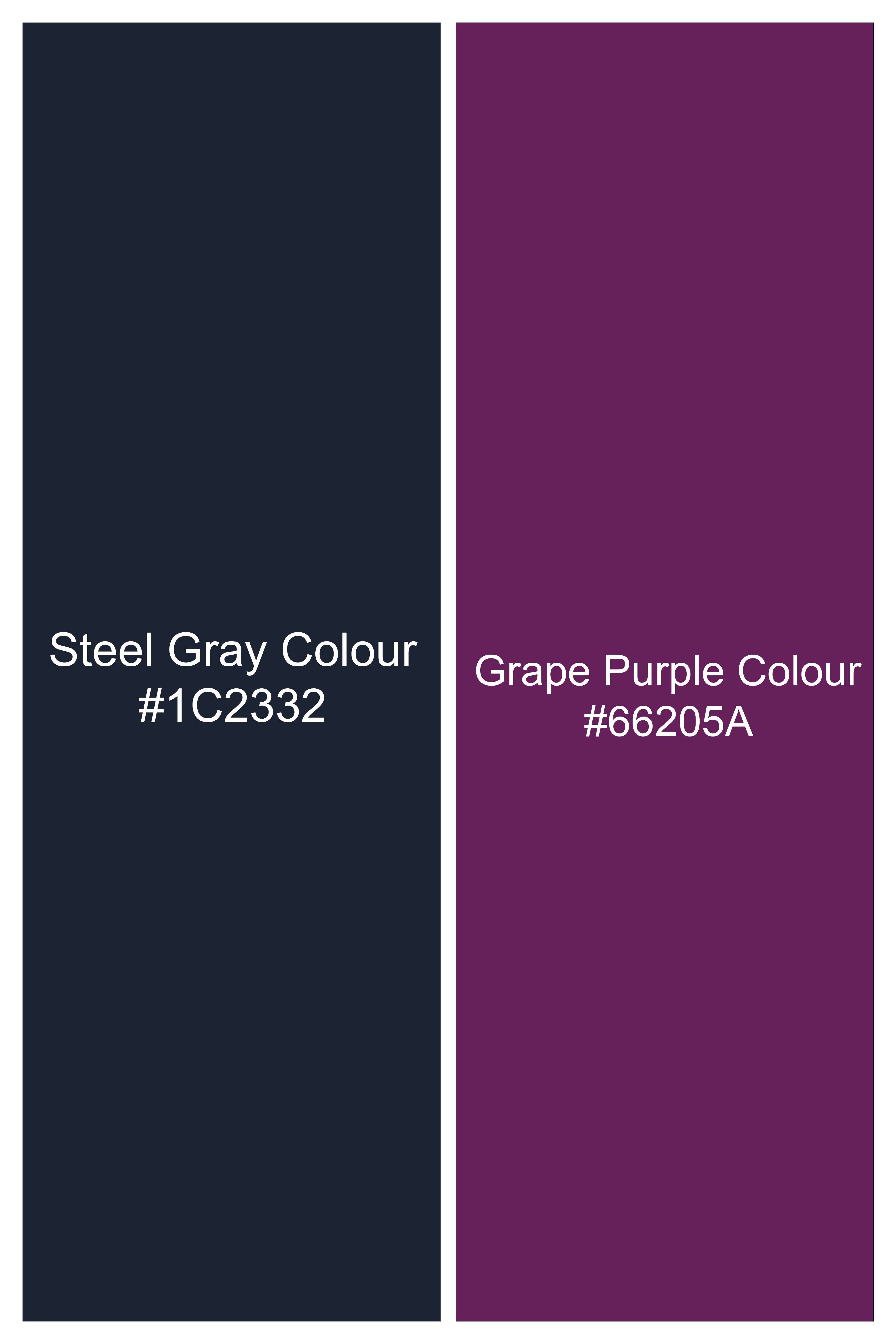 Steel Blue with Grape Purple Striped Wool Blend Waistcoat