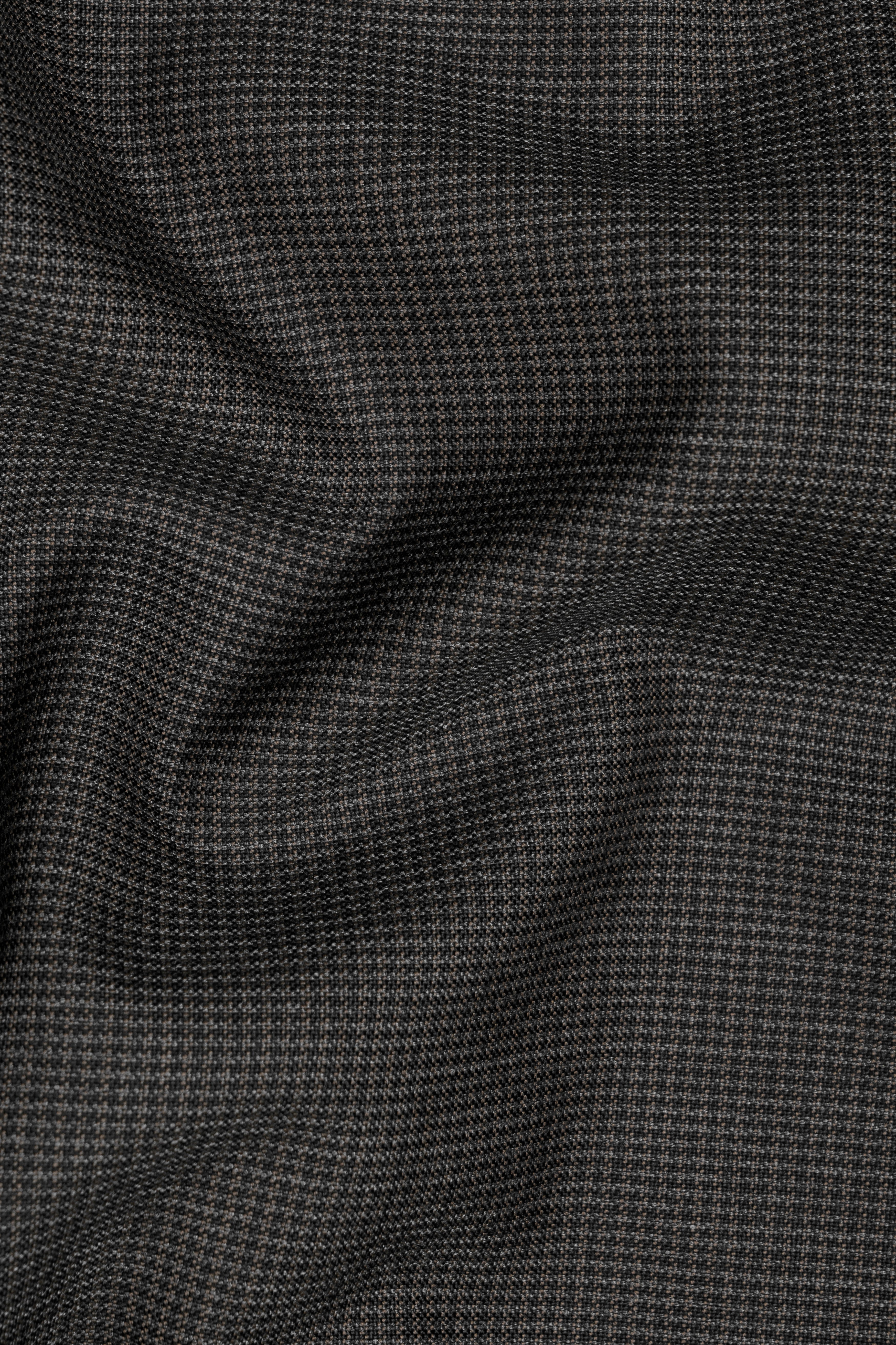Iridium Brown Micro Checkered Wool Blend Waistcoat