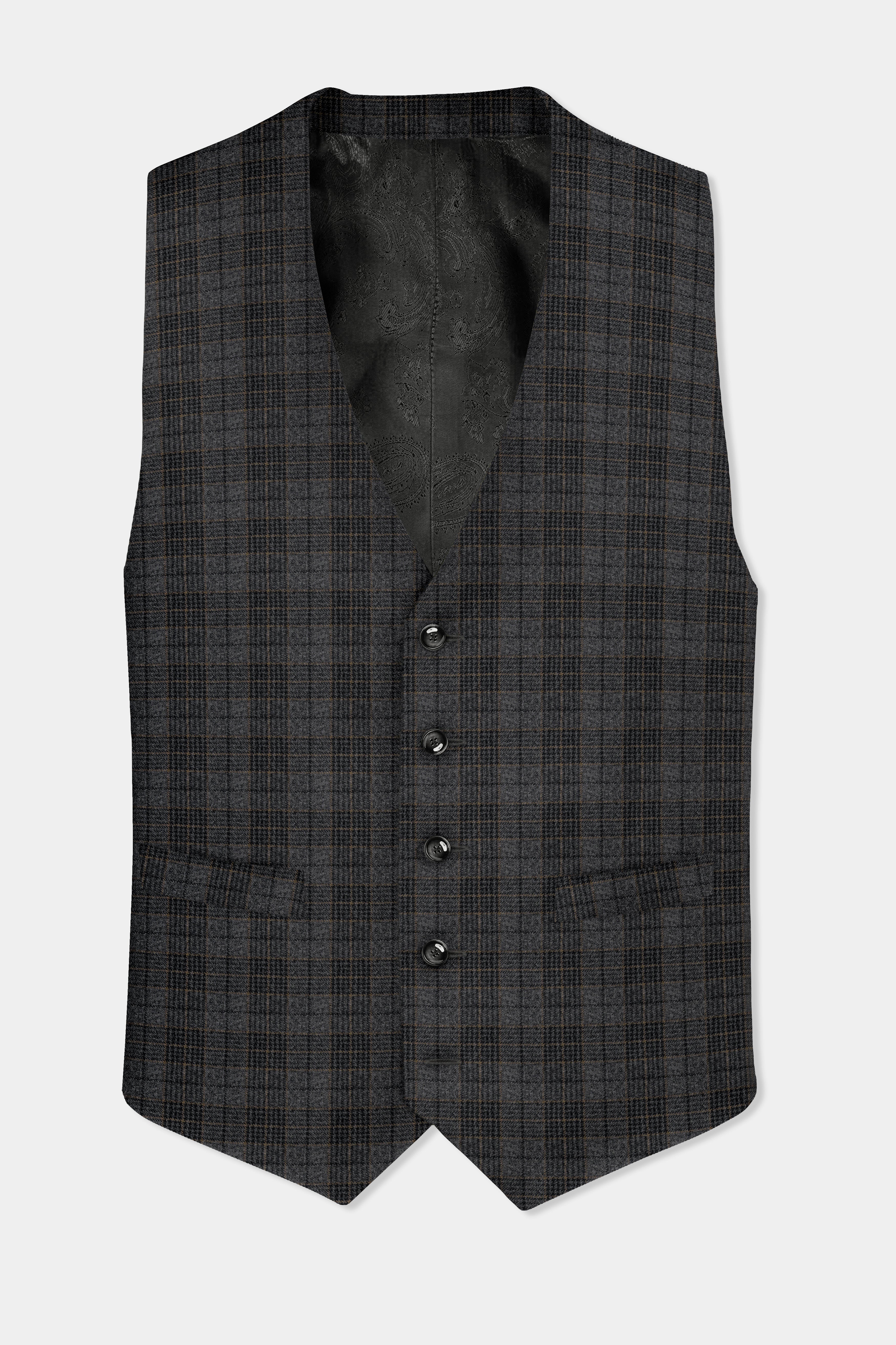 Charcoal Gray Plaid Tweed waistcoat
