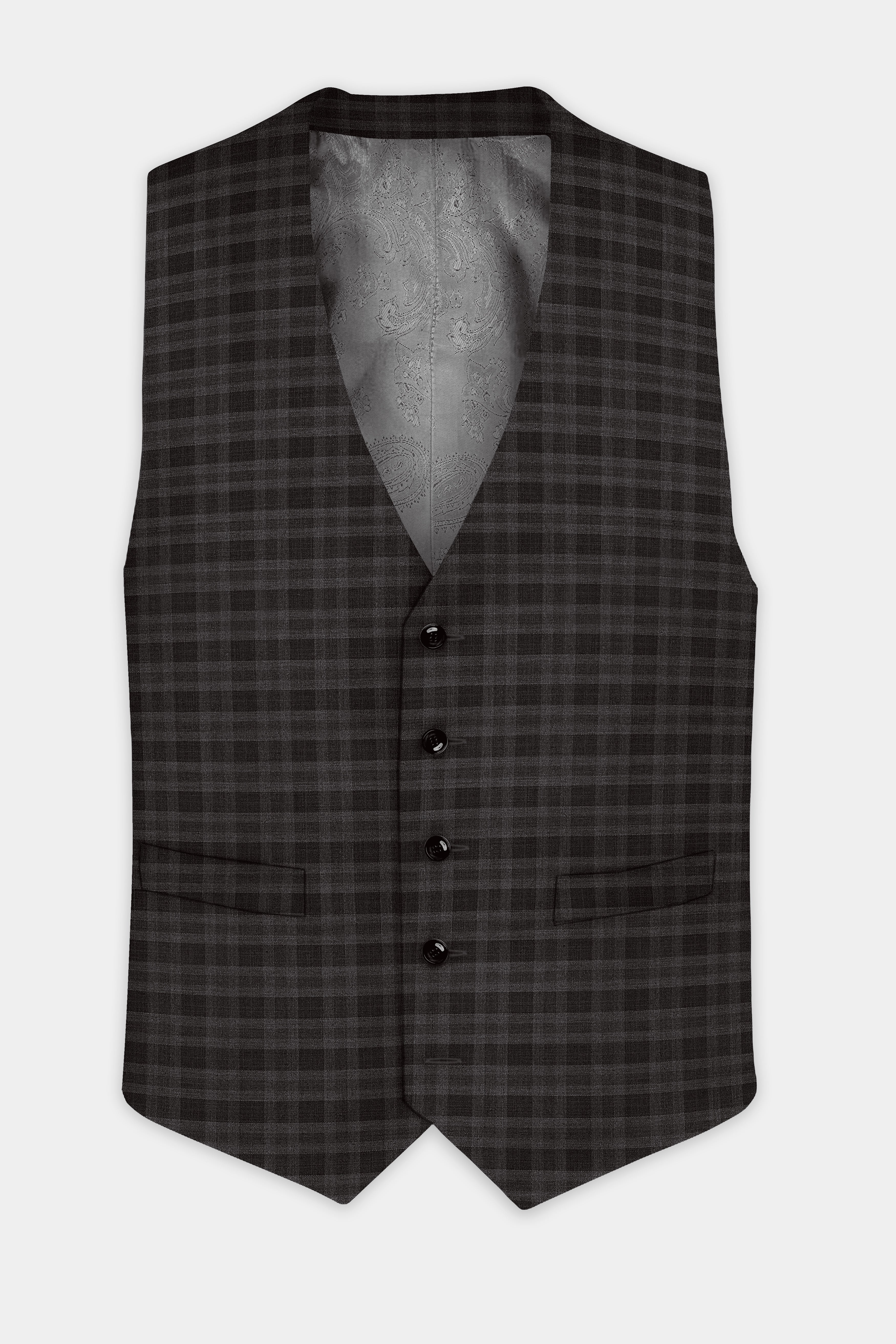 Zeus Brown With Emperor Plaid Wool Blend Waistcoat