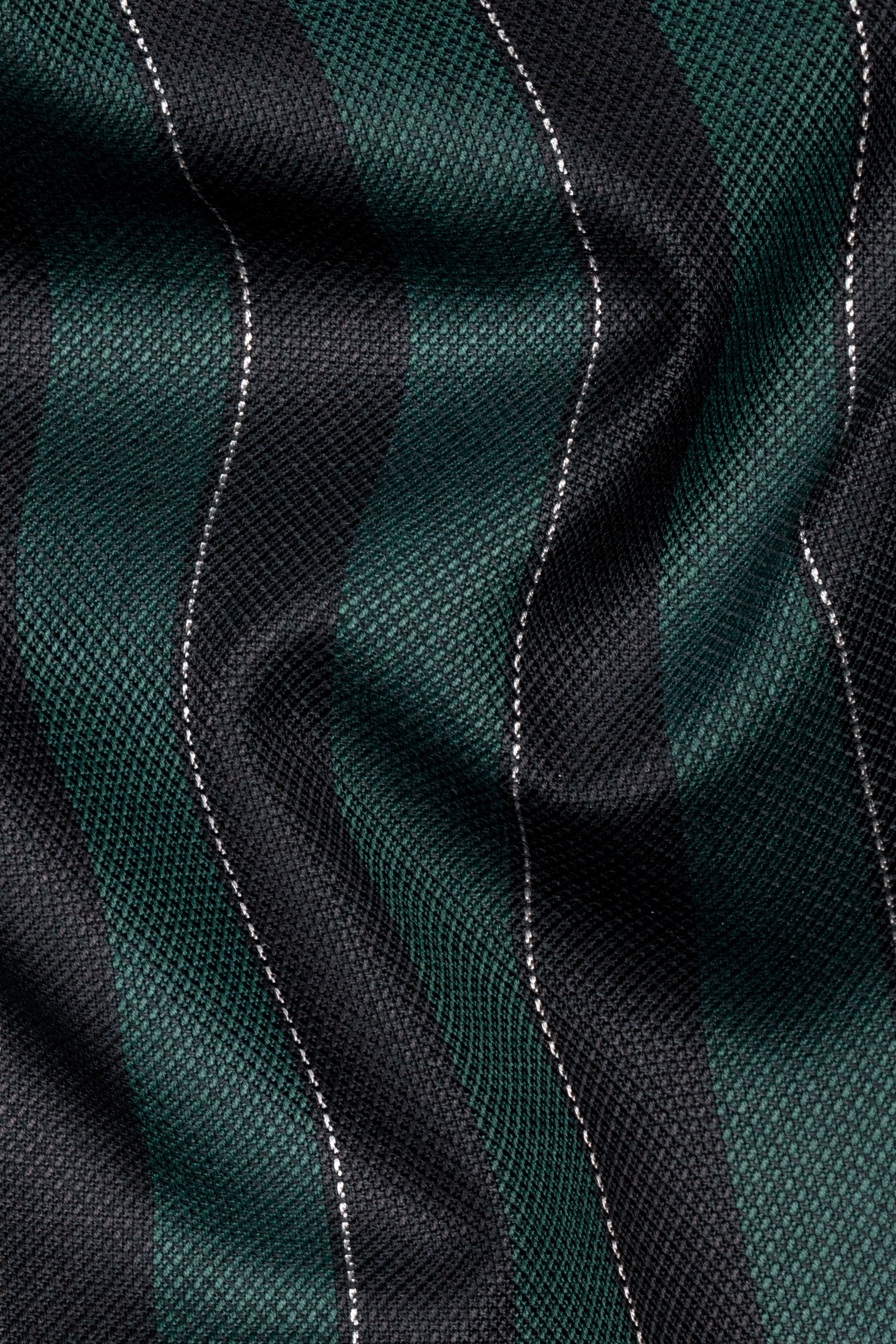 Timber Green With Bunker Black Striped Wool Blend Waistcoat