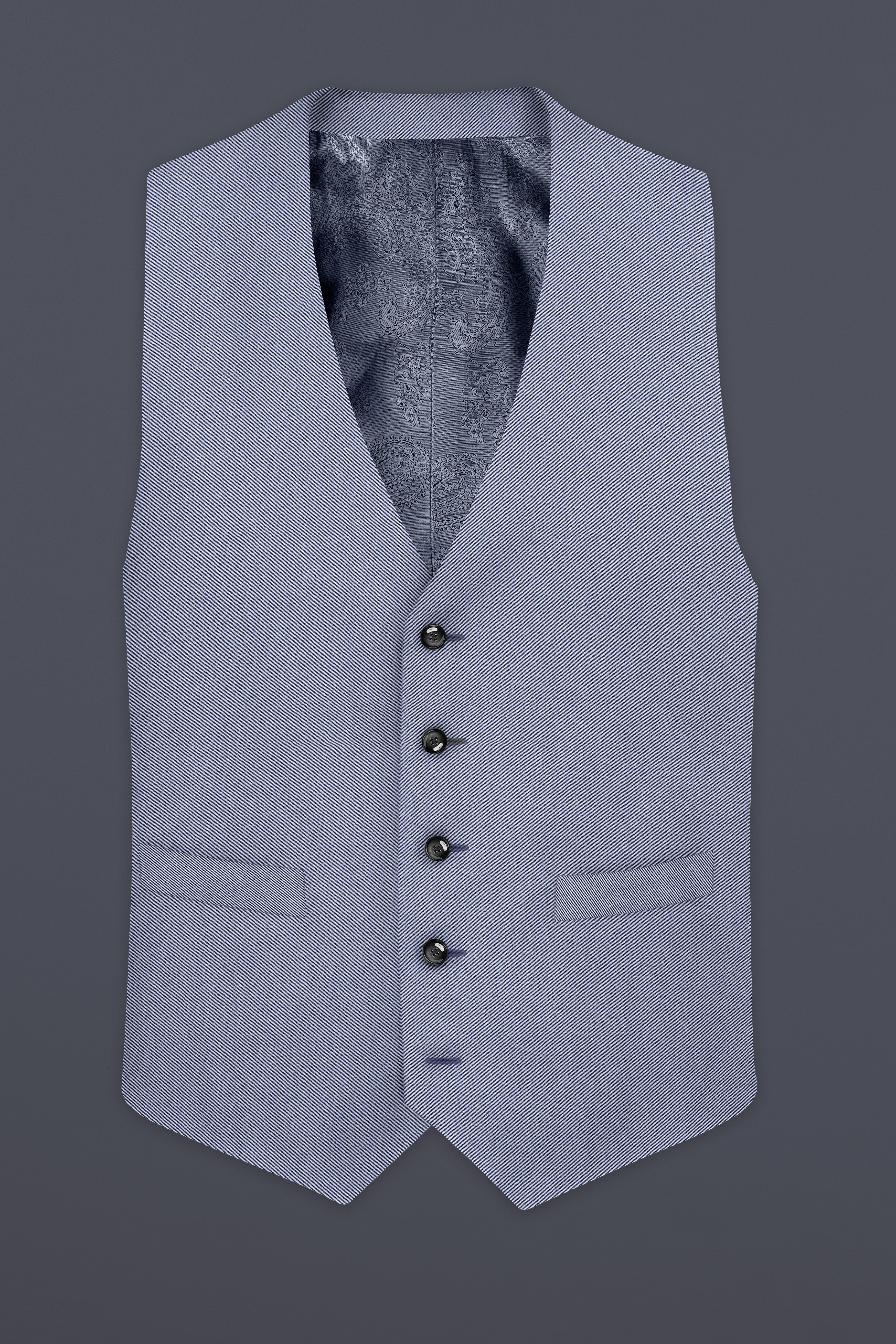 Raven Gray Solid Cotton Waistcoat