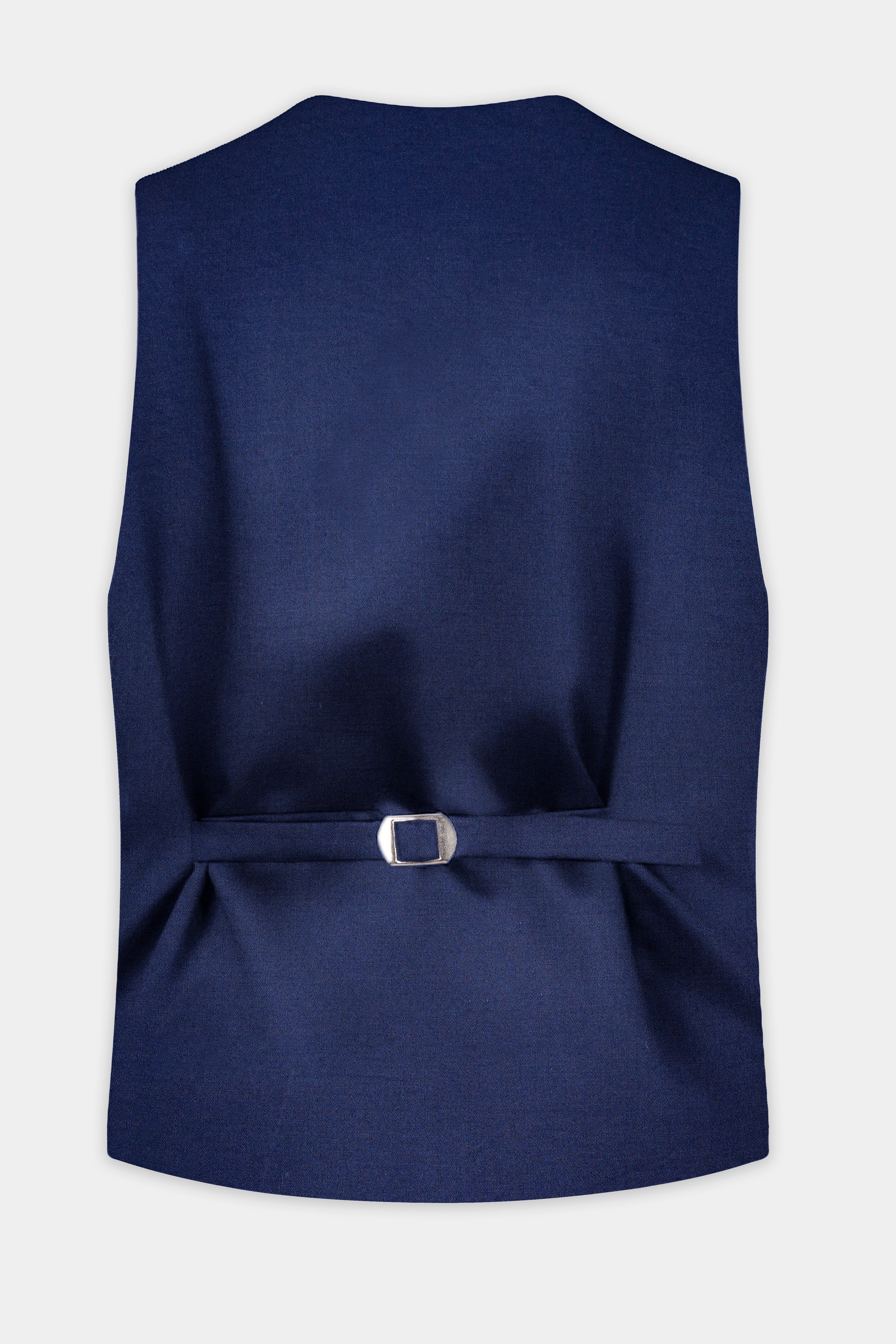 Bunting Blue Solid Wool Rich Waistcoat