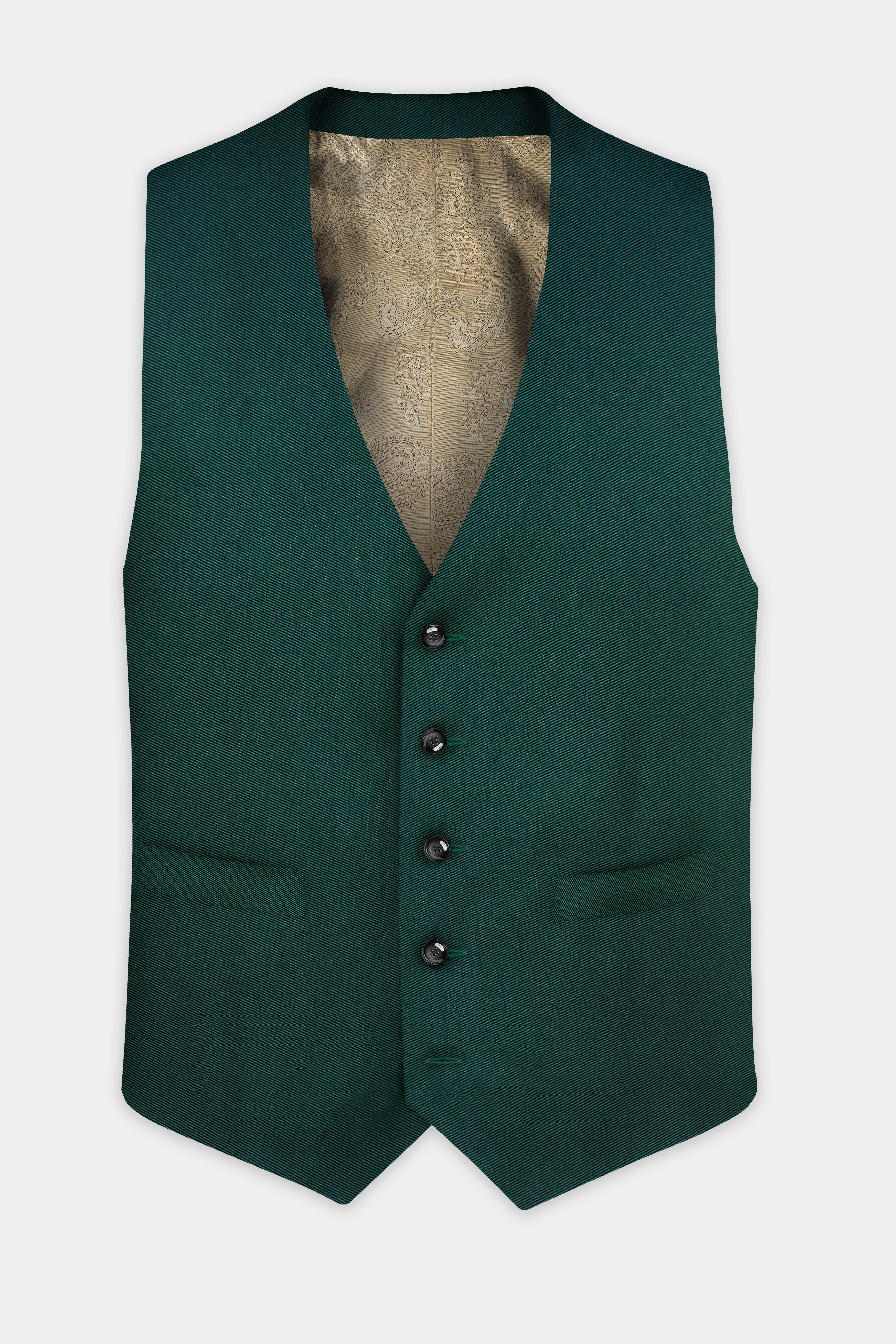 Phthalo Green Solid Cotton Waistcoat