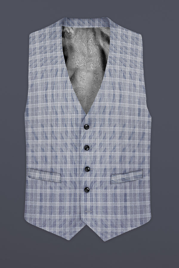 Mountain Mist Blue Plaid Wool Rich Waistcoat