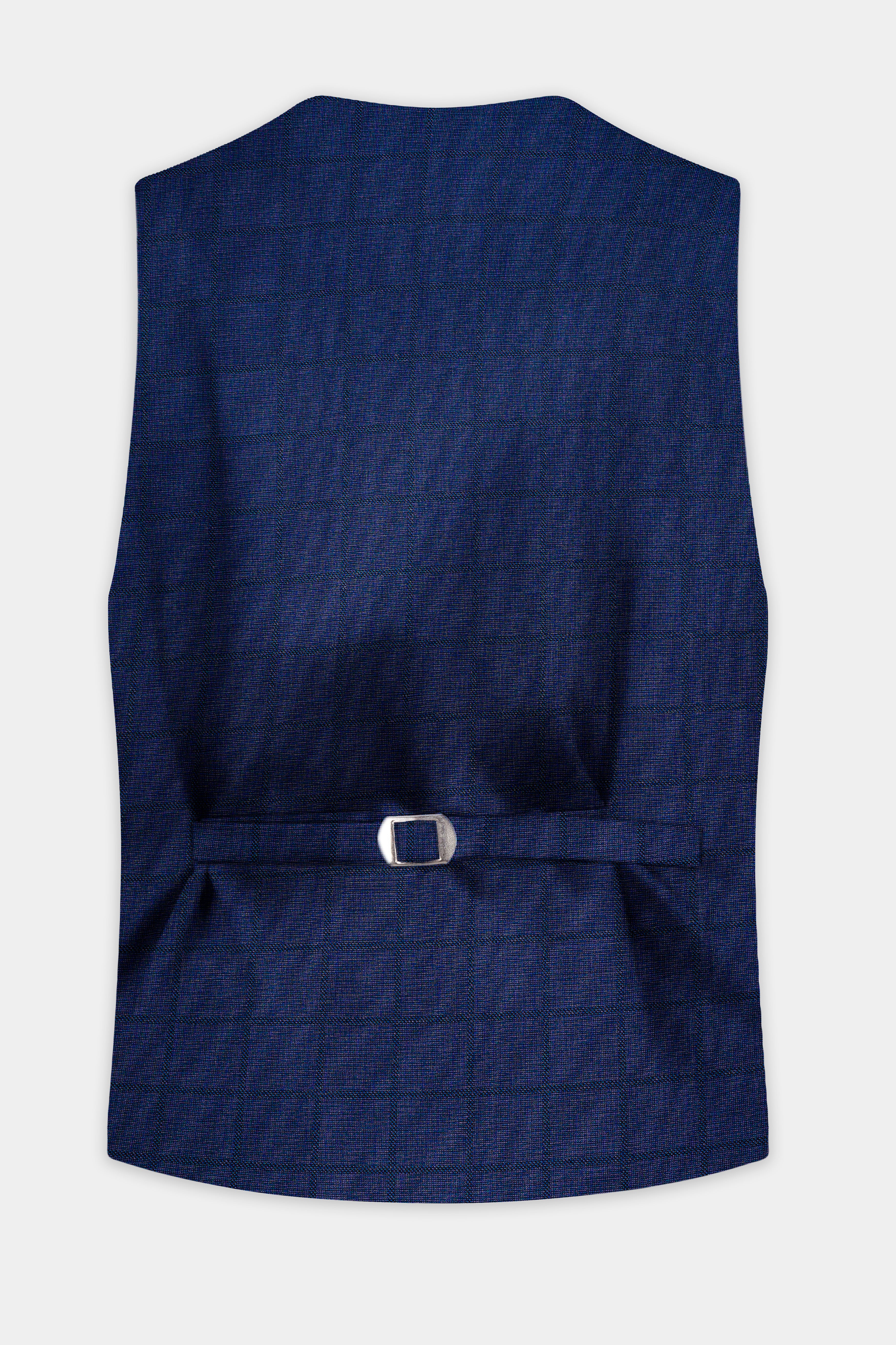 Tealish Blue Plaid Wool Rich Waistcoat