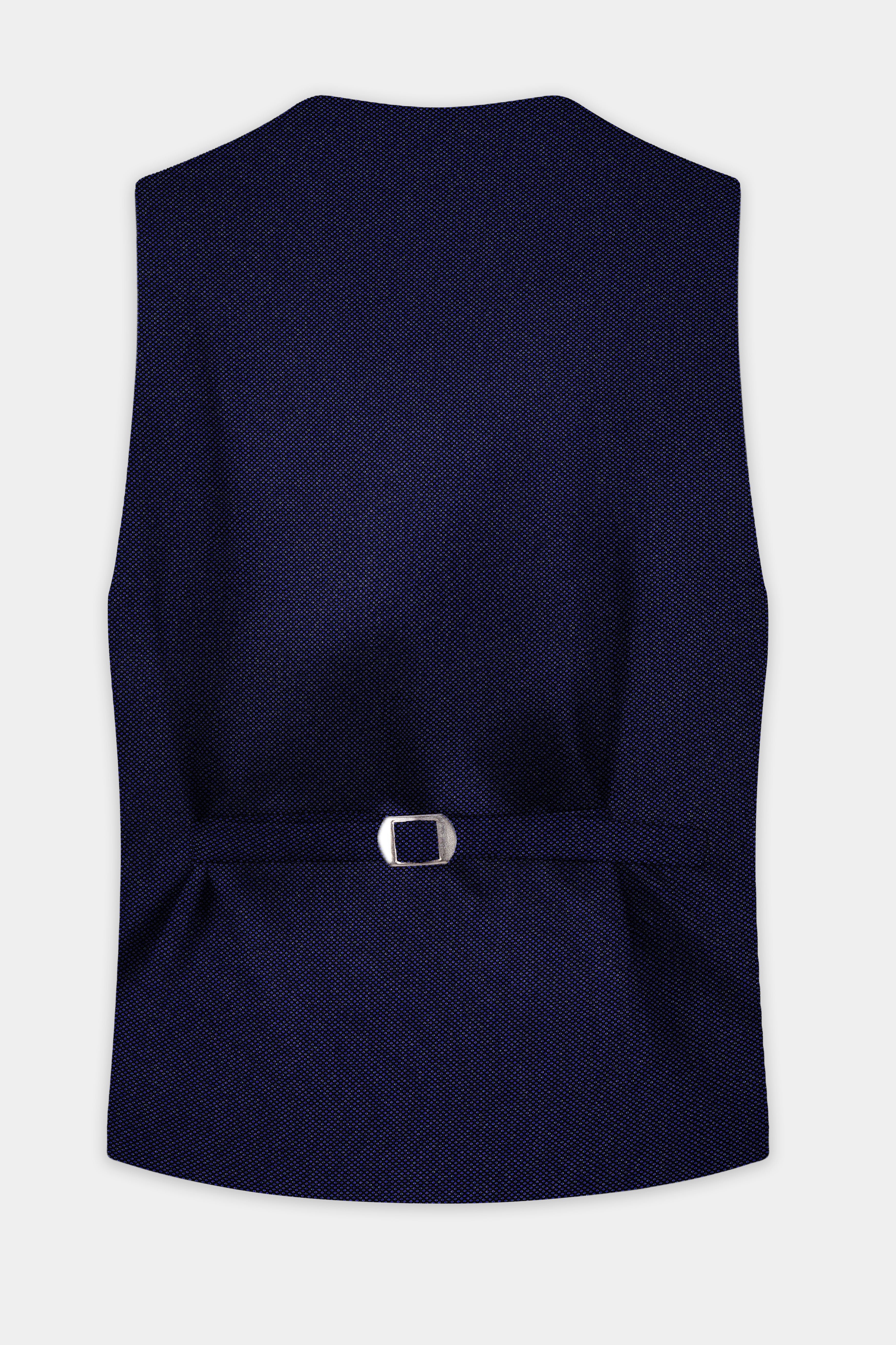 Midnight Blue Textured Wool Rich Waistcoat