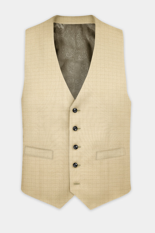 Sapling Cream Plaid Wool Rich Waistcoat