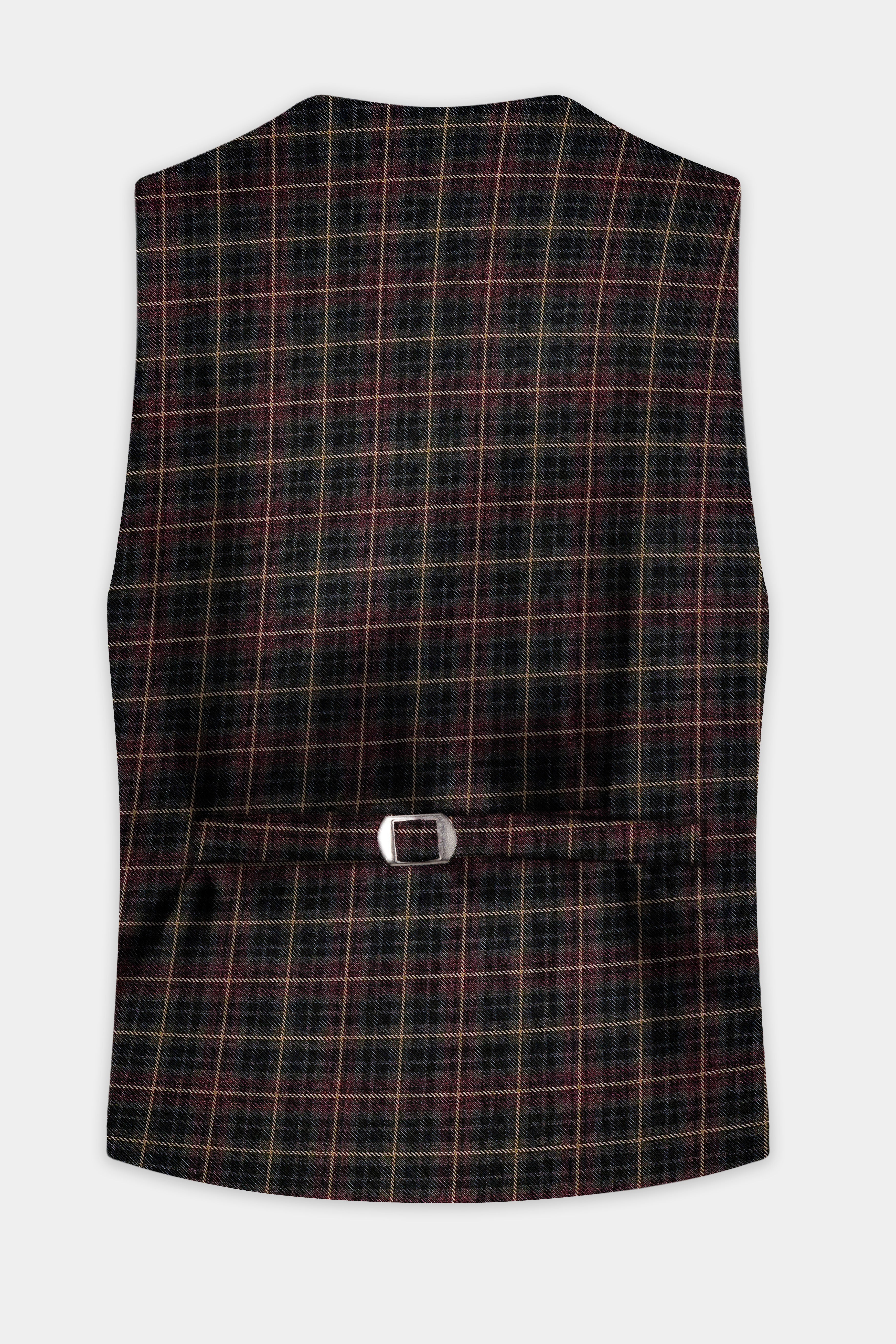 Asphalt Brown Plaid Tweed Wool Rich Waistcoat