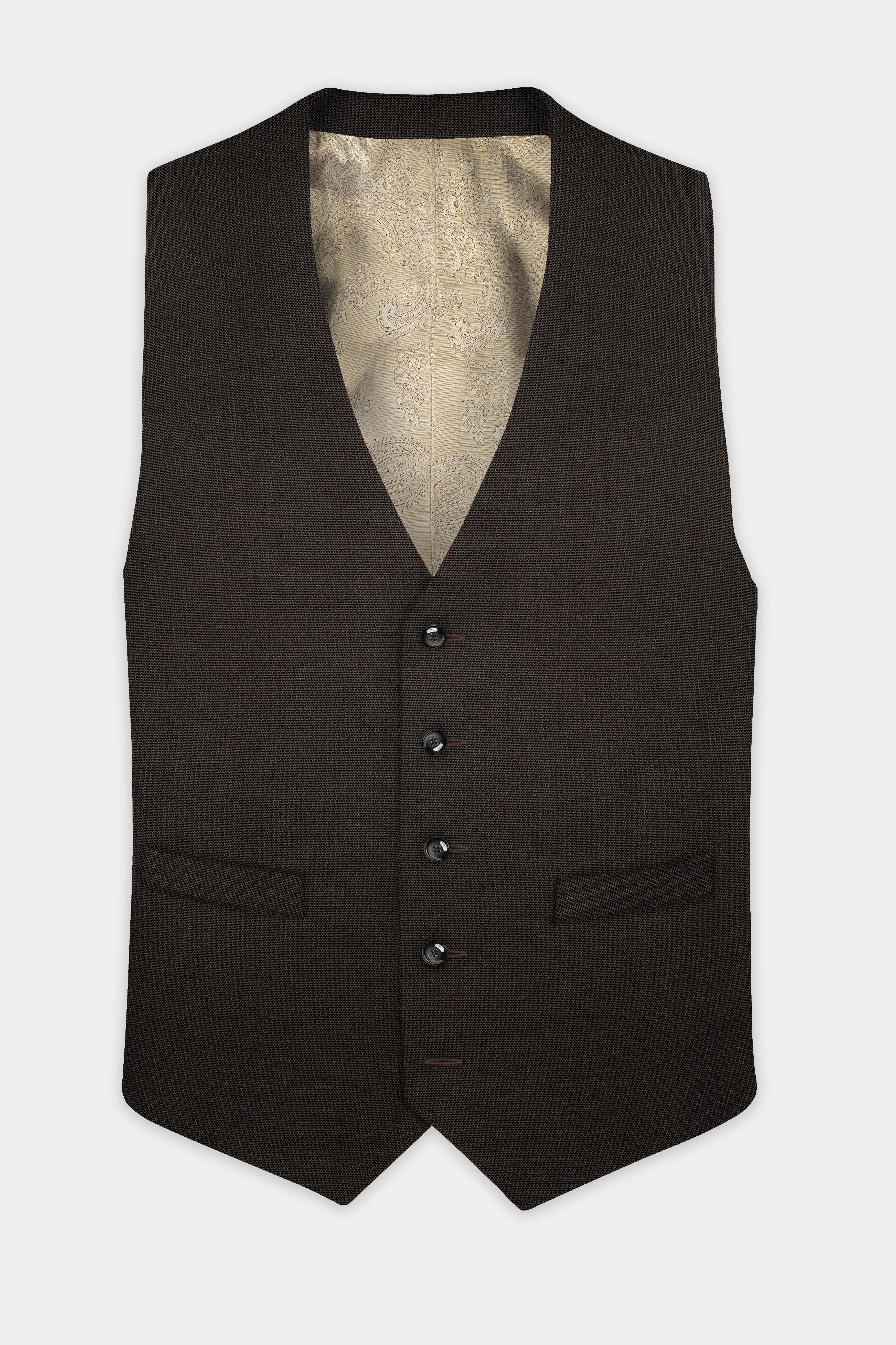 Zeus Brown Solid Wool Rich Waistcoat