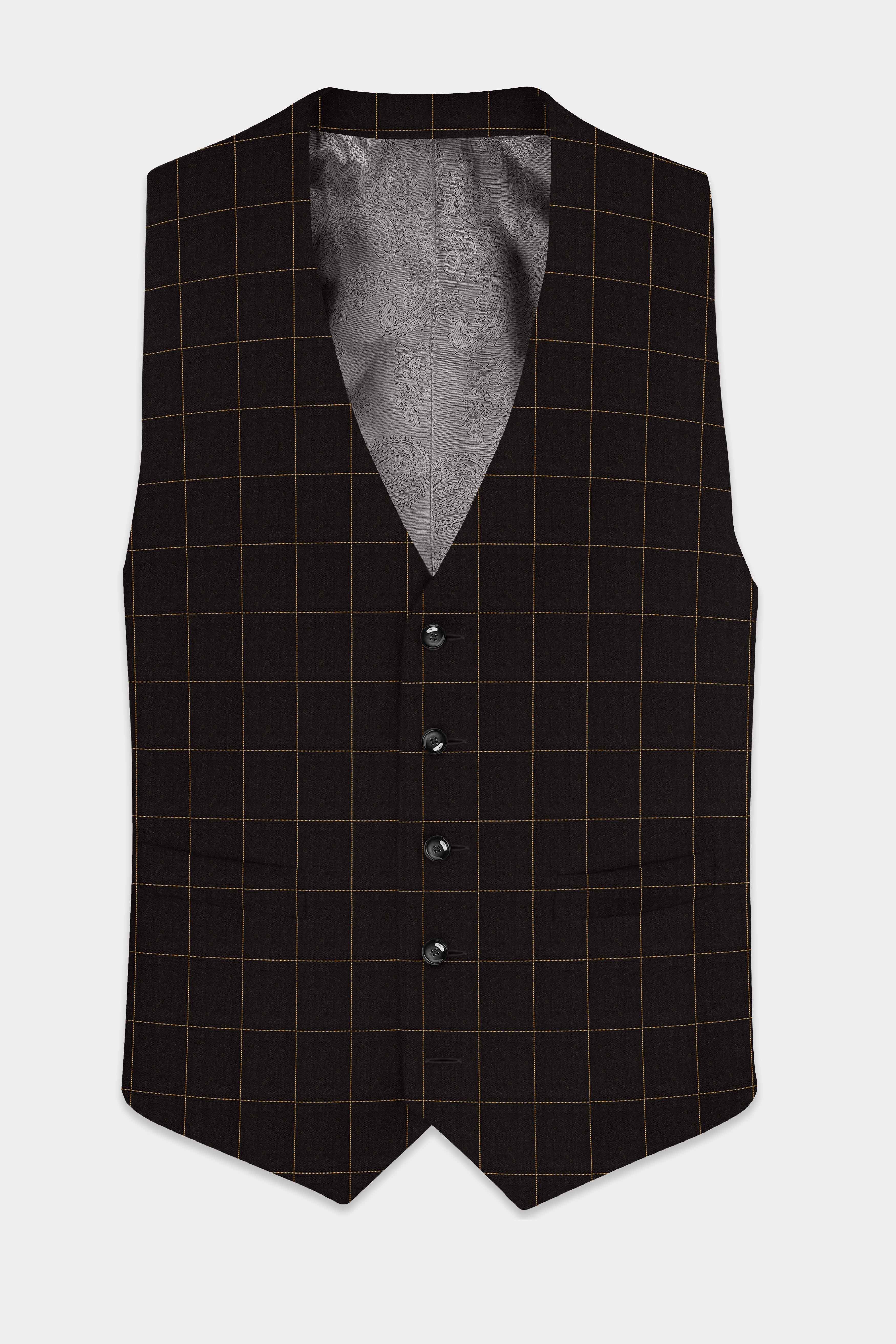 Eclipse Brown Windowpane Wool Rich Waistcoat