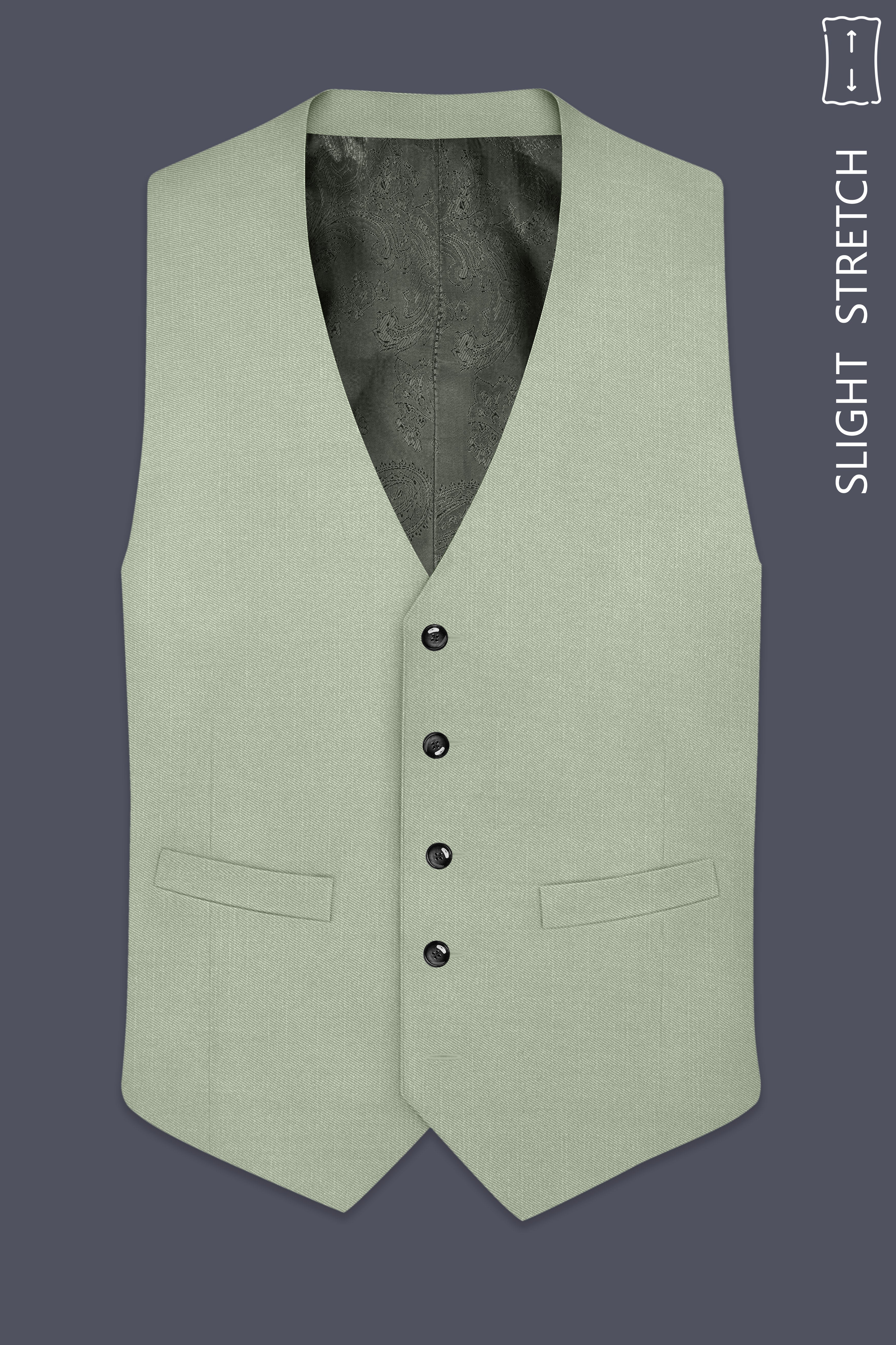 Spanish Green Solid Wool Rich Slight Stretch Waistcoat