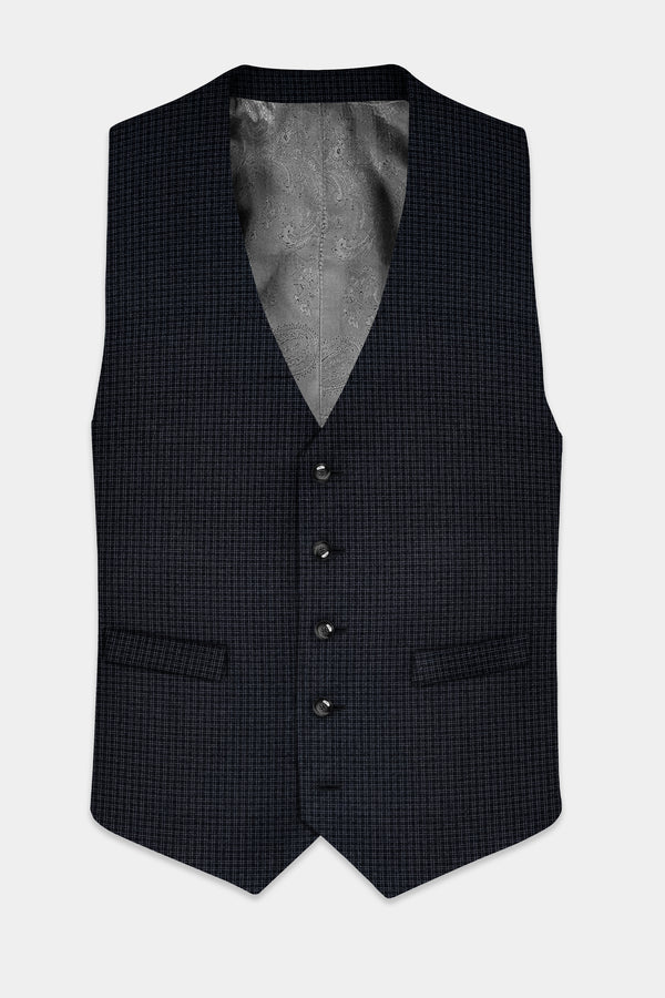 Bunker Black Printed Wool Rich Waistcoat