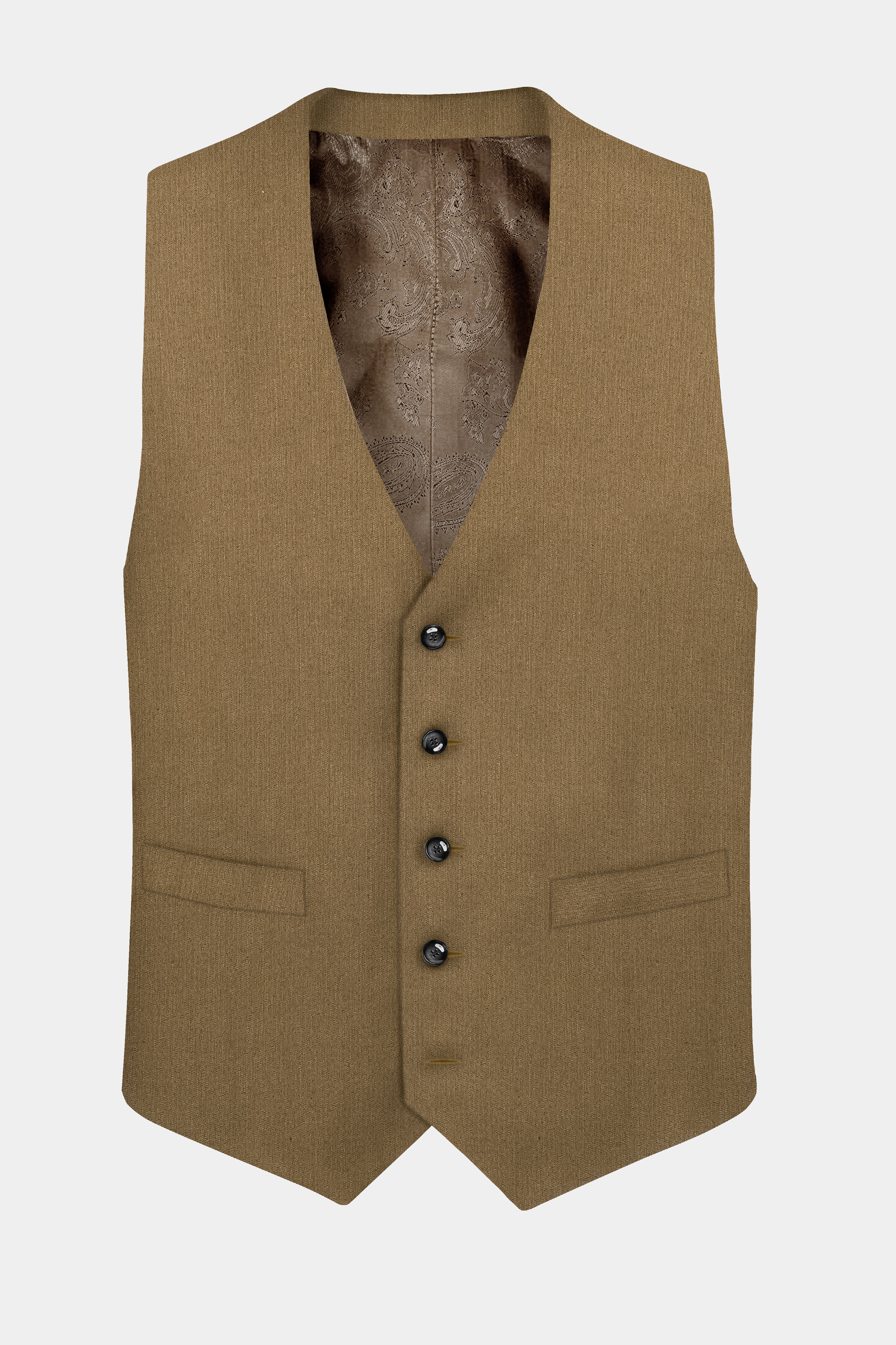 Sandrift Brown Solid Cotton Waistcoat