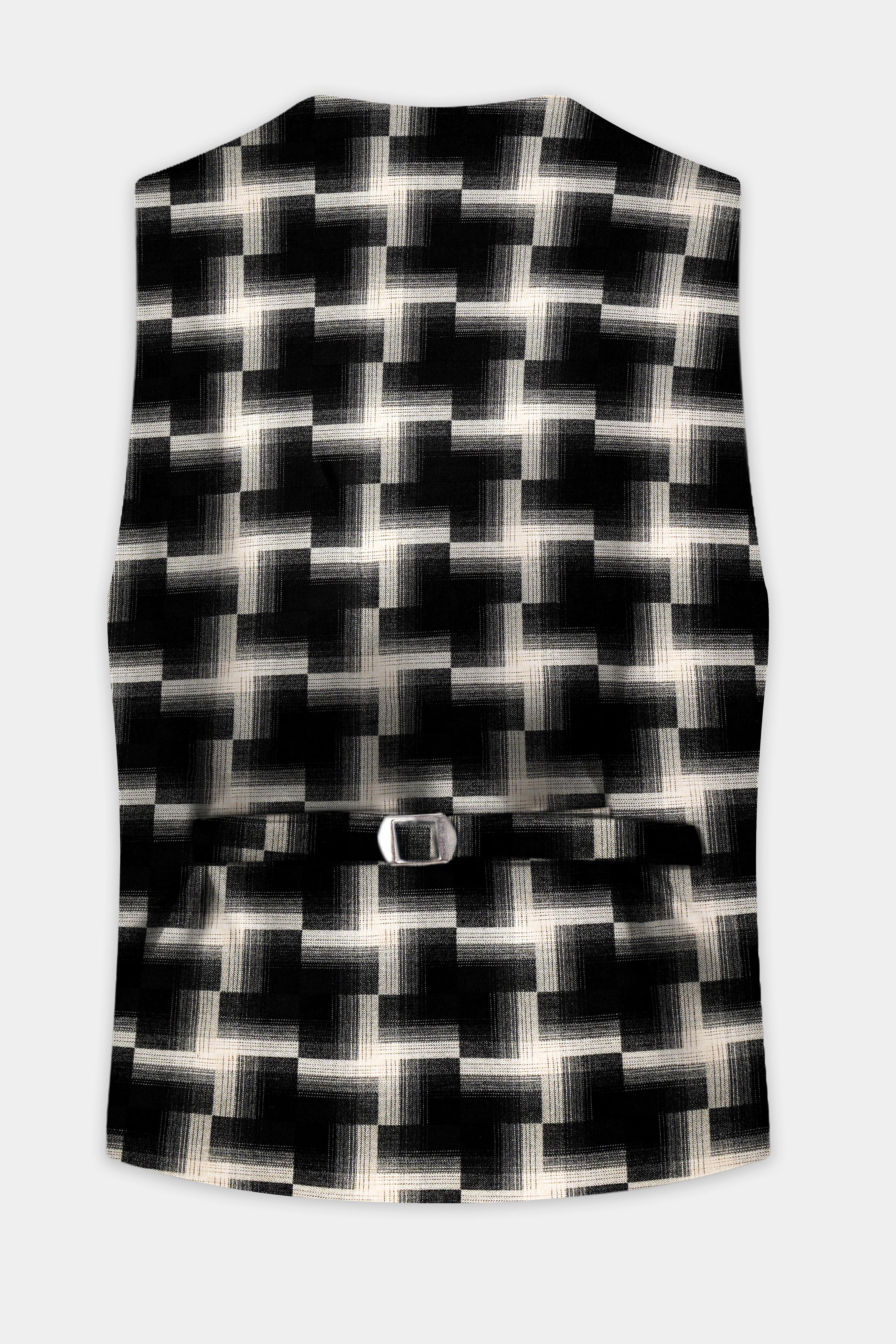 Jade Black And Almond Cream Printed Wool Rich Waistcoat