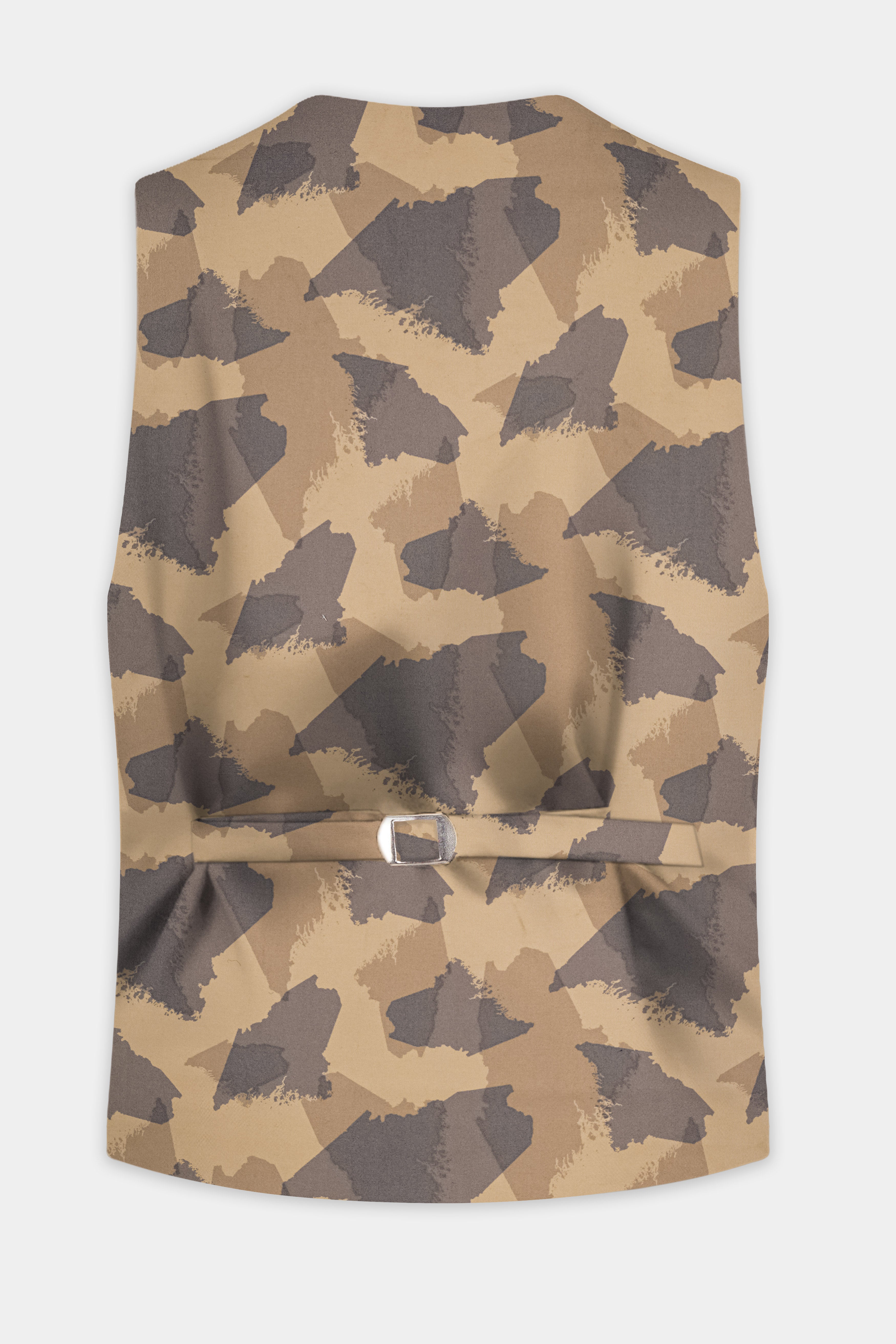 Mongoose Cream And Scorpion Brown Camouflage Printed Cotton Waistcoat