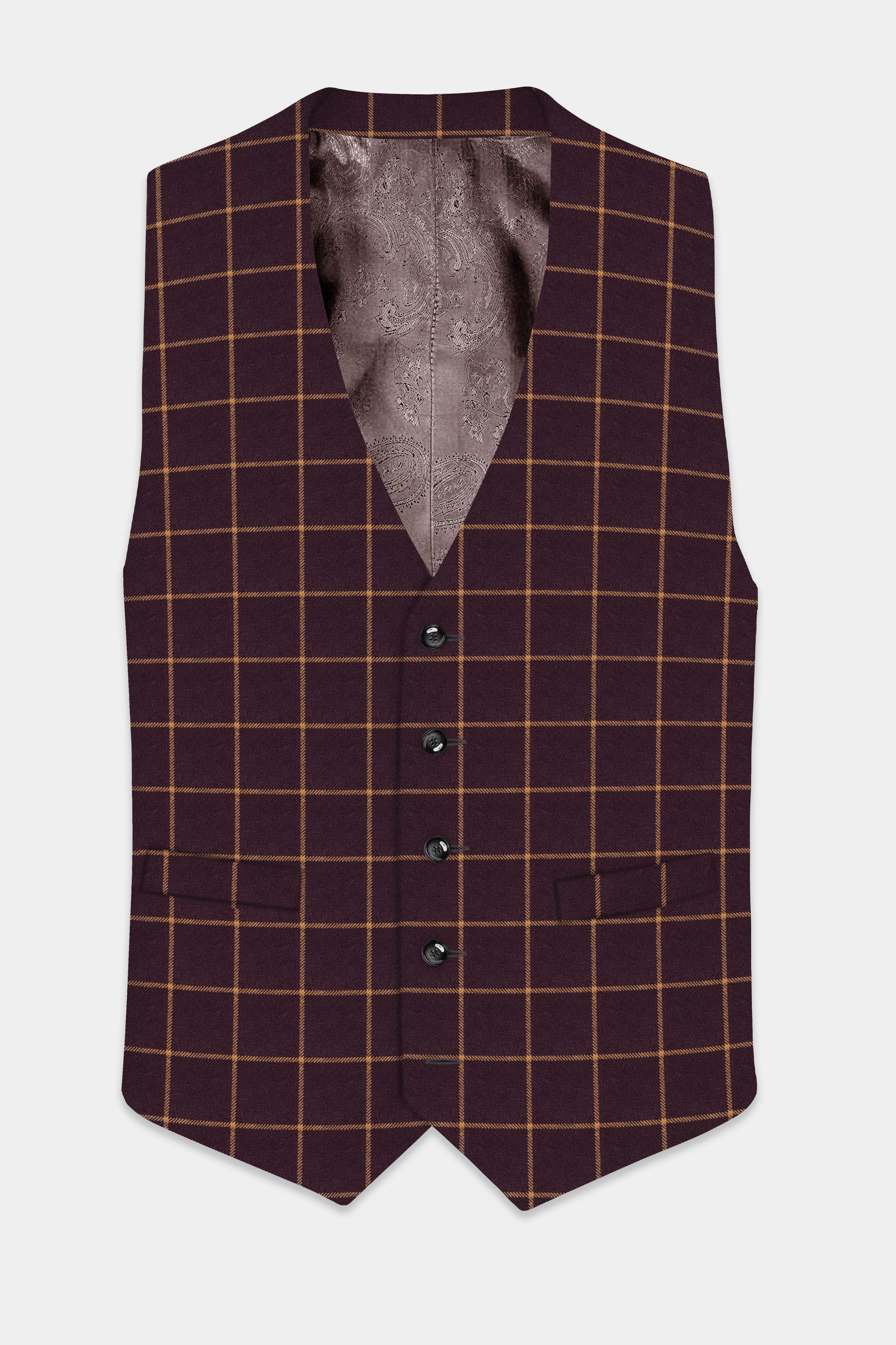 Zambezi Wine windowpane Tweed Waistcoat