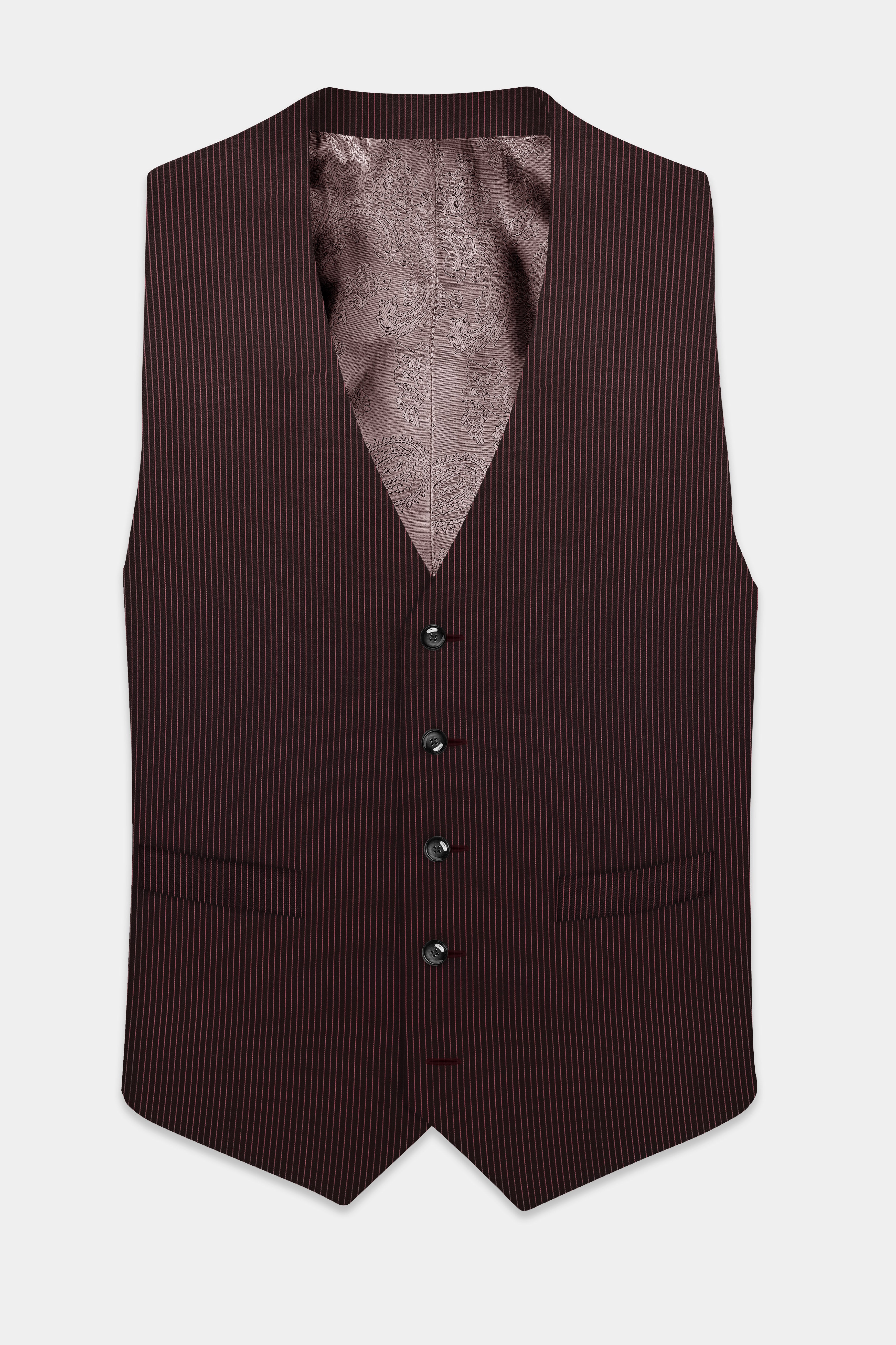 English Walnut Red Striped Wool Rich Waistcoat